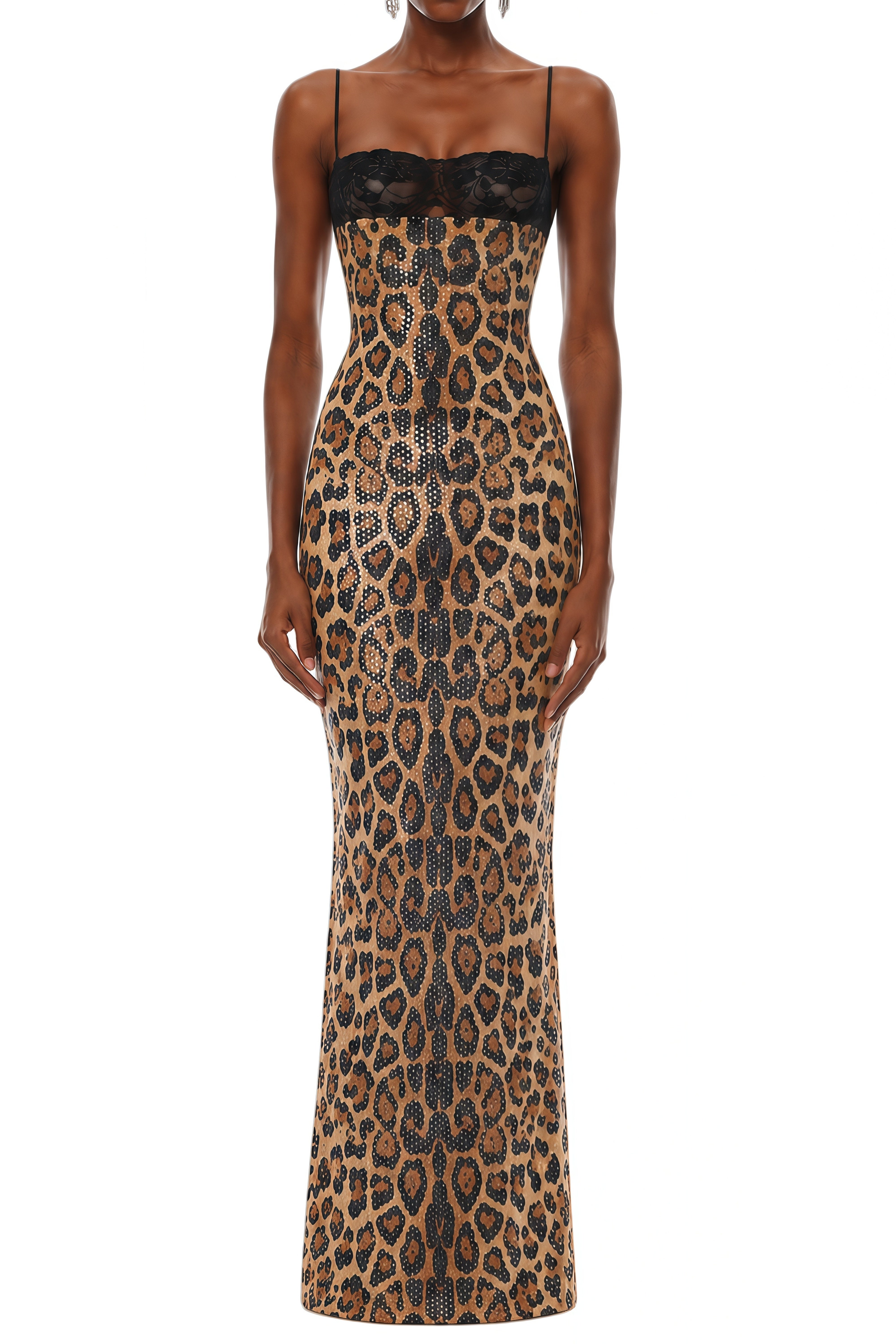 Melissa Brown Leopard Lace Panelled Maxi Dress – Relvoux Womenswear