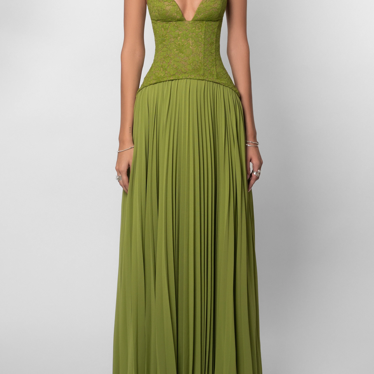 Serina Embellished Corset Maxi Gown (Emerald)