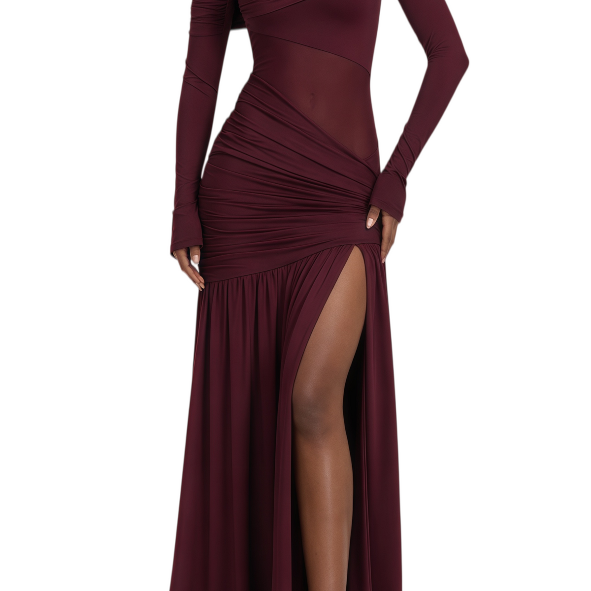 one shoulder gathered dress La Lune One-Shoulder Gathered Maxi Dress