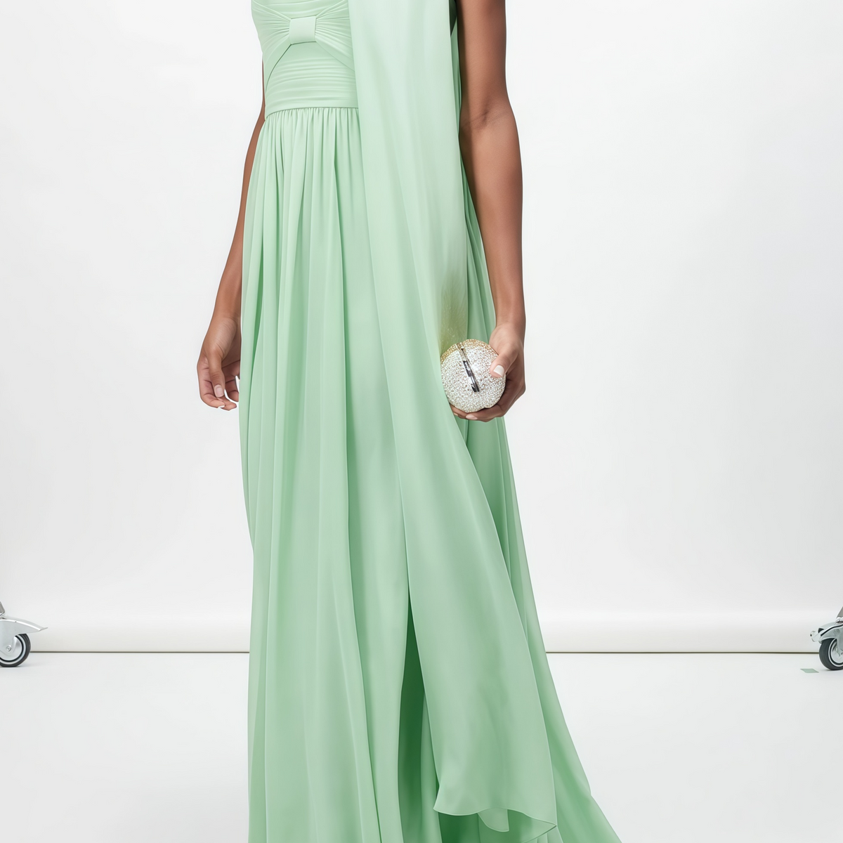slim fit dress slacks Olive Green Satin Mermaid Prom Dress with Scarf Neck – SS403 – Viniodress