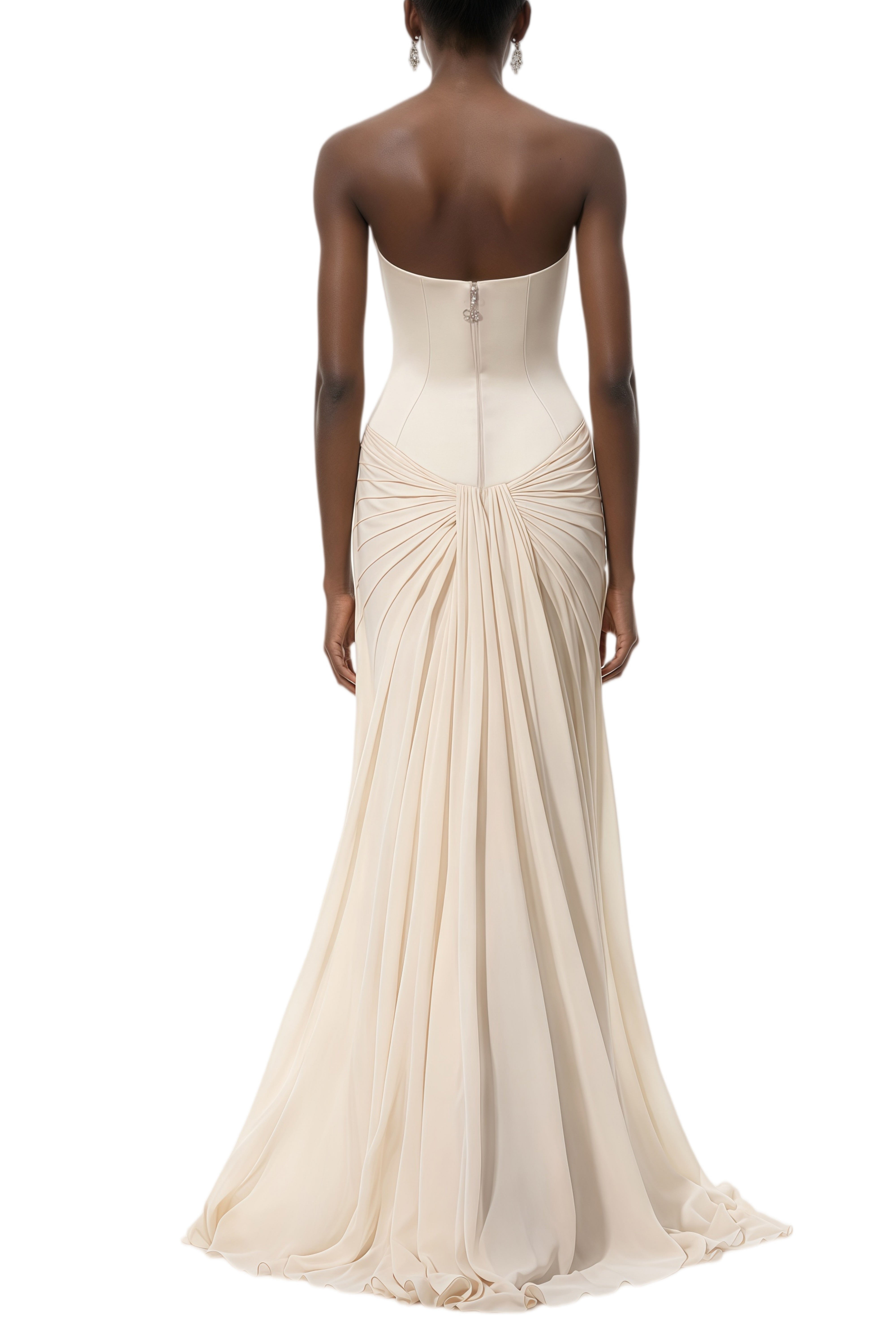 Cathy Beige Off Shoulder Pleated Maxi Dress