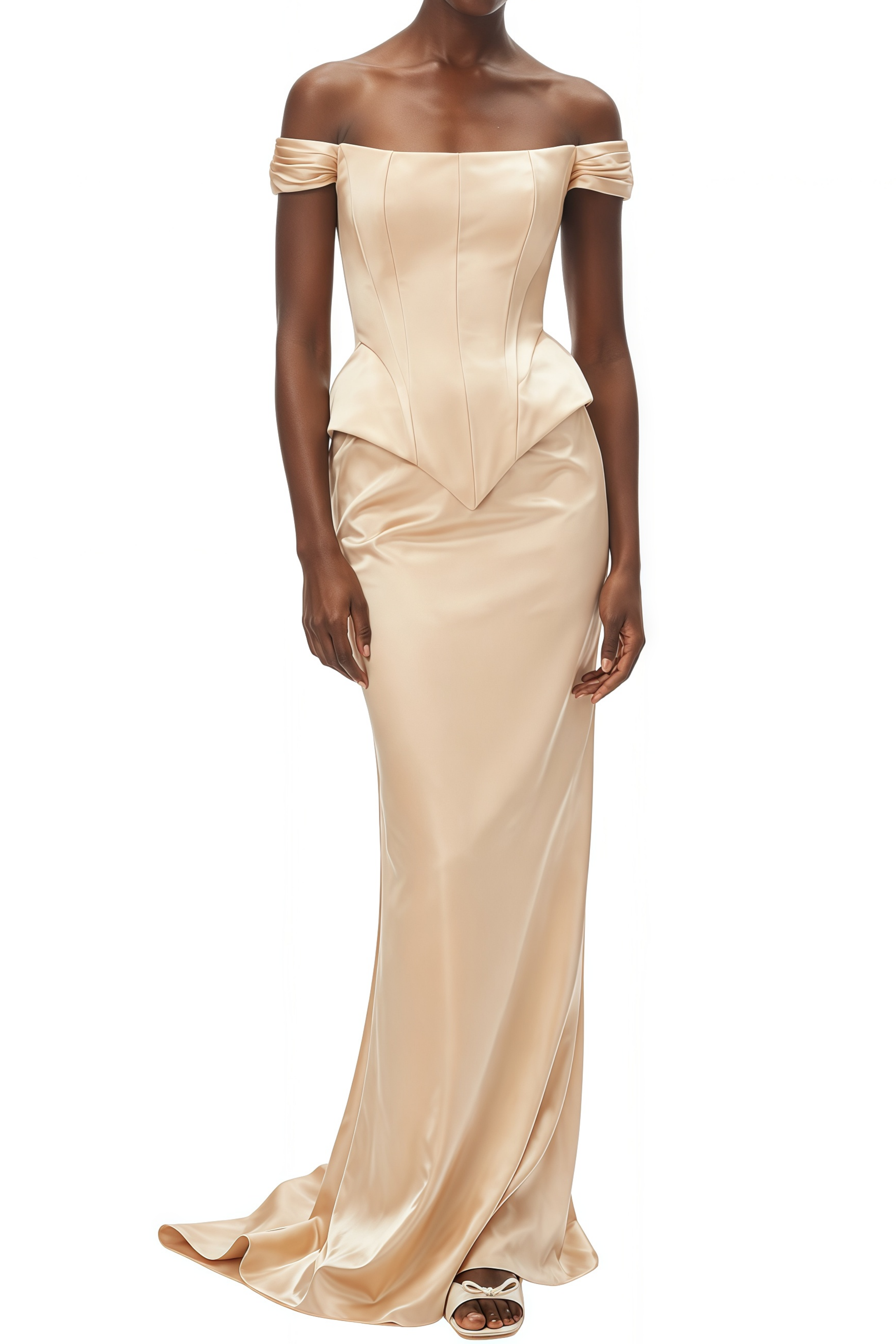 Charlotte Beige Cape & Curved Top & Asymmetrical Skirt Set