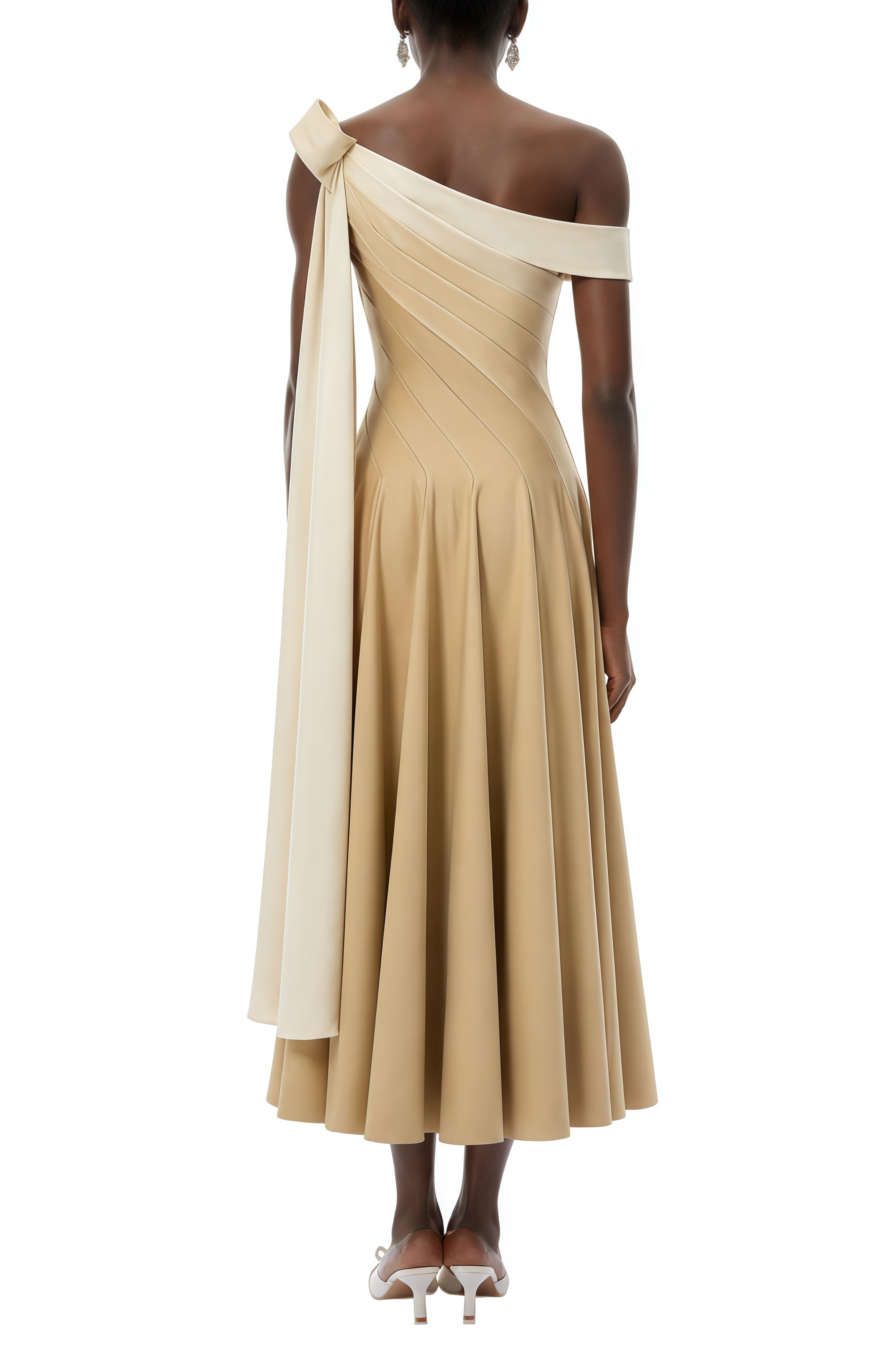 Debby Color Block Asymmetrical Pleated Maxi Dress