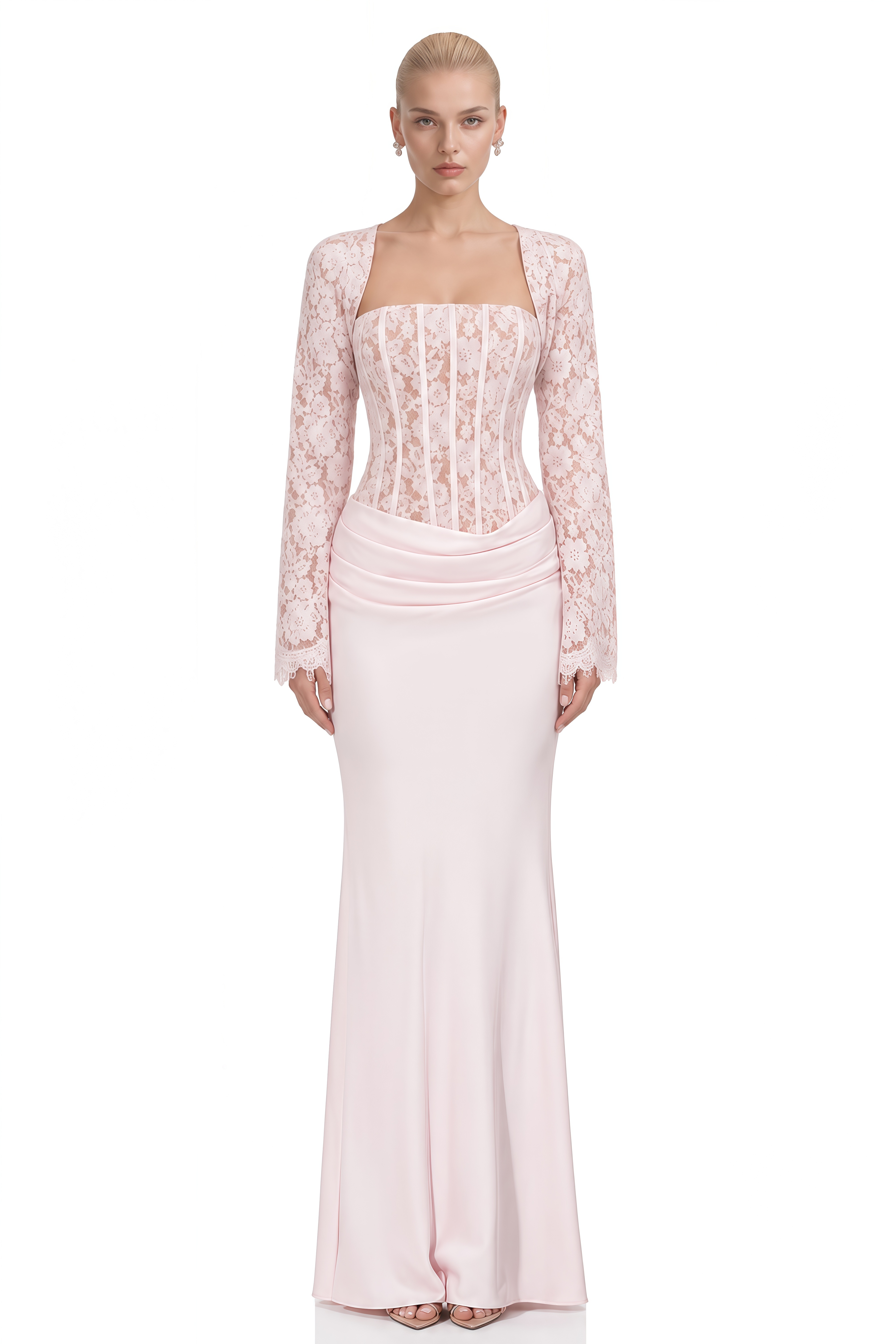 Emma Pink Strapless Ruched Maxi Dress