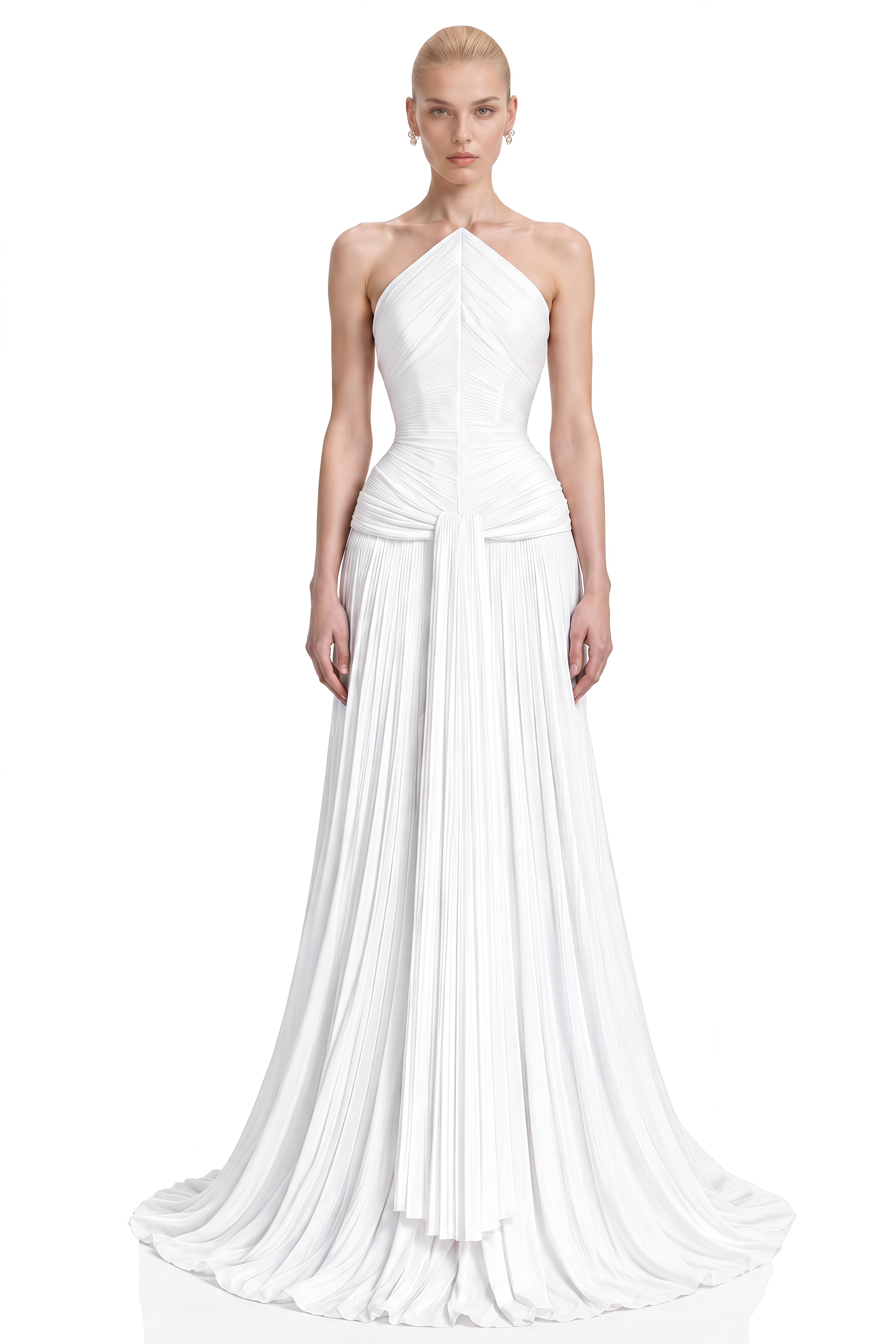 Hazel White Strapless Off-Shoulder Maxi Dress