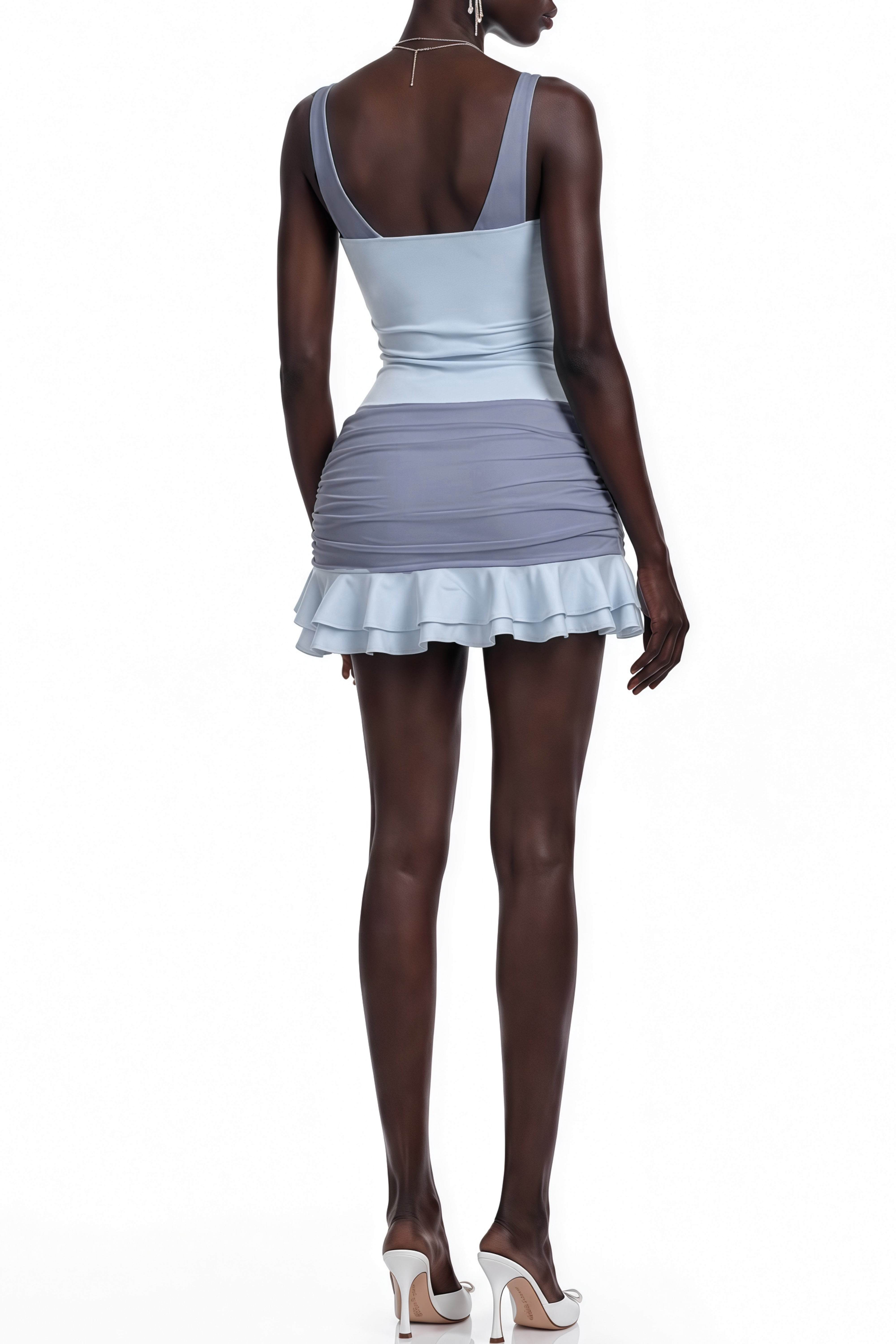 Annabella Light Blue Front Bow Corset Mini Dress