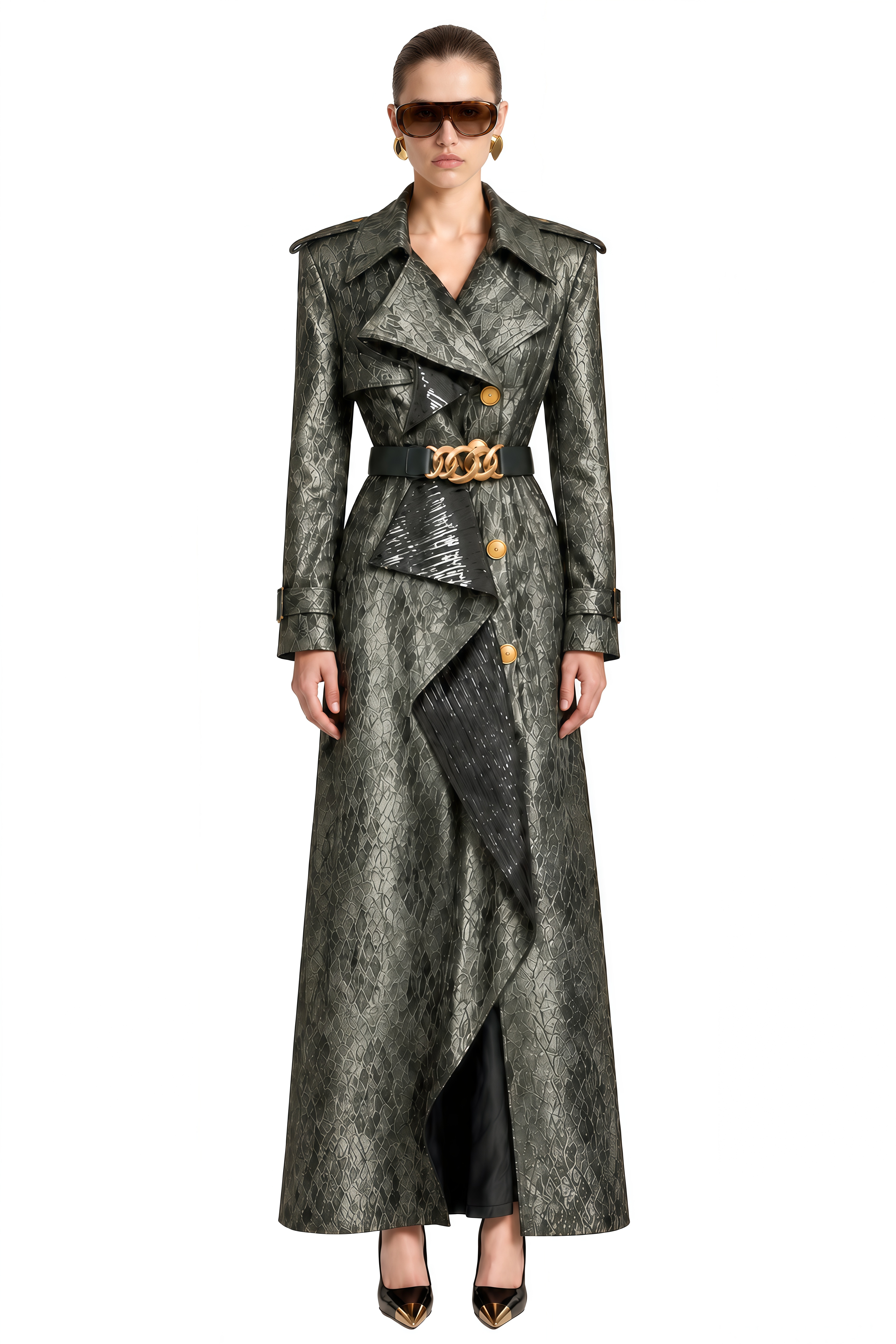 Emmeline Grey Green Asymmetrical Structured Coat