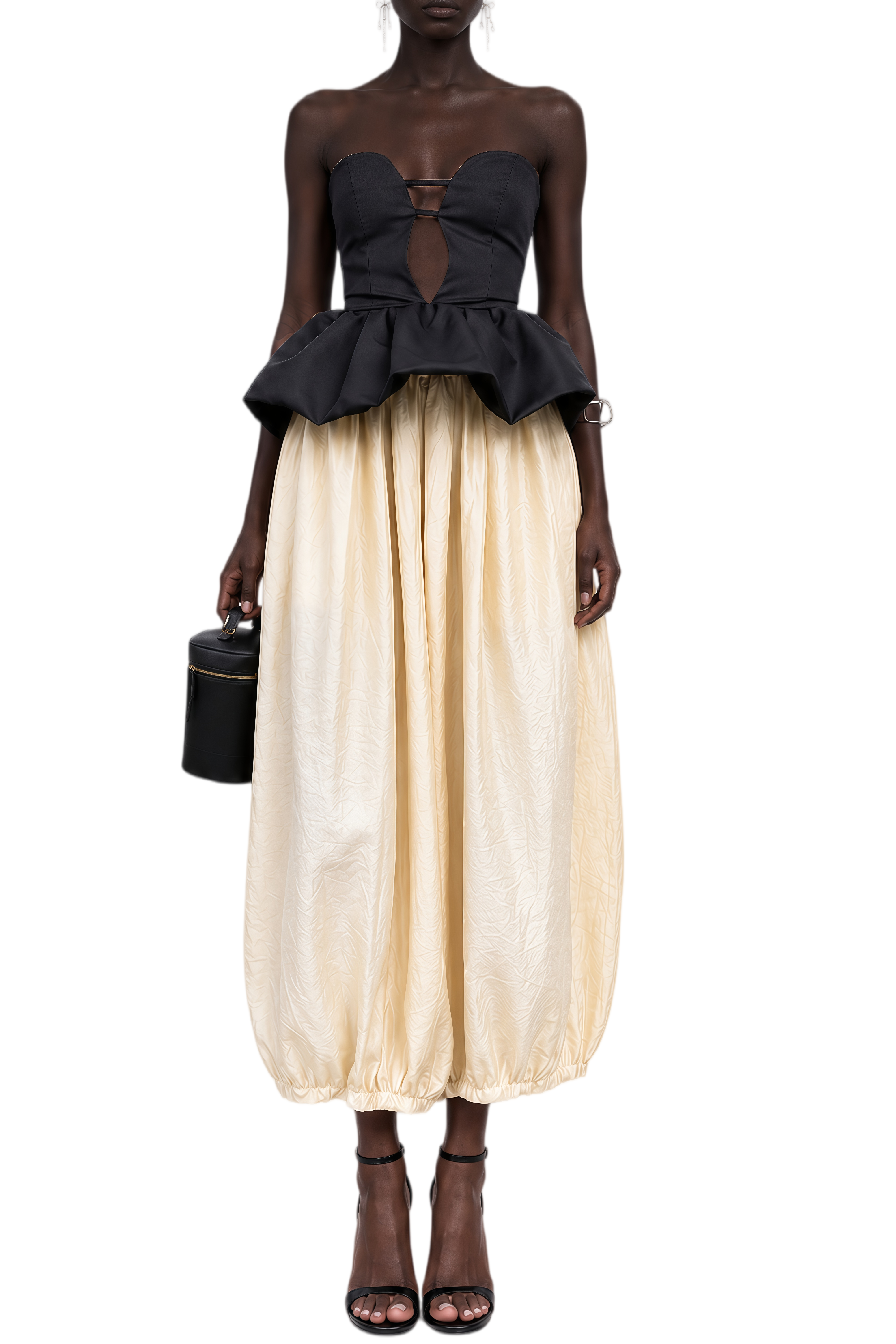 Eira Neutral Sleeveless Draped Top & Trousers Set