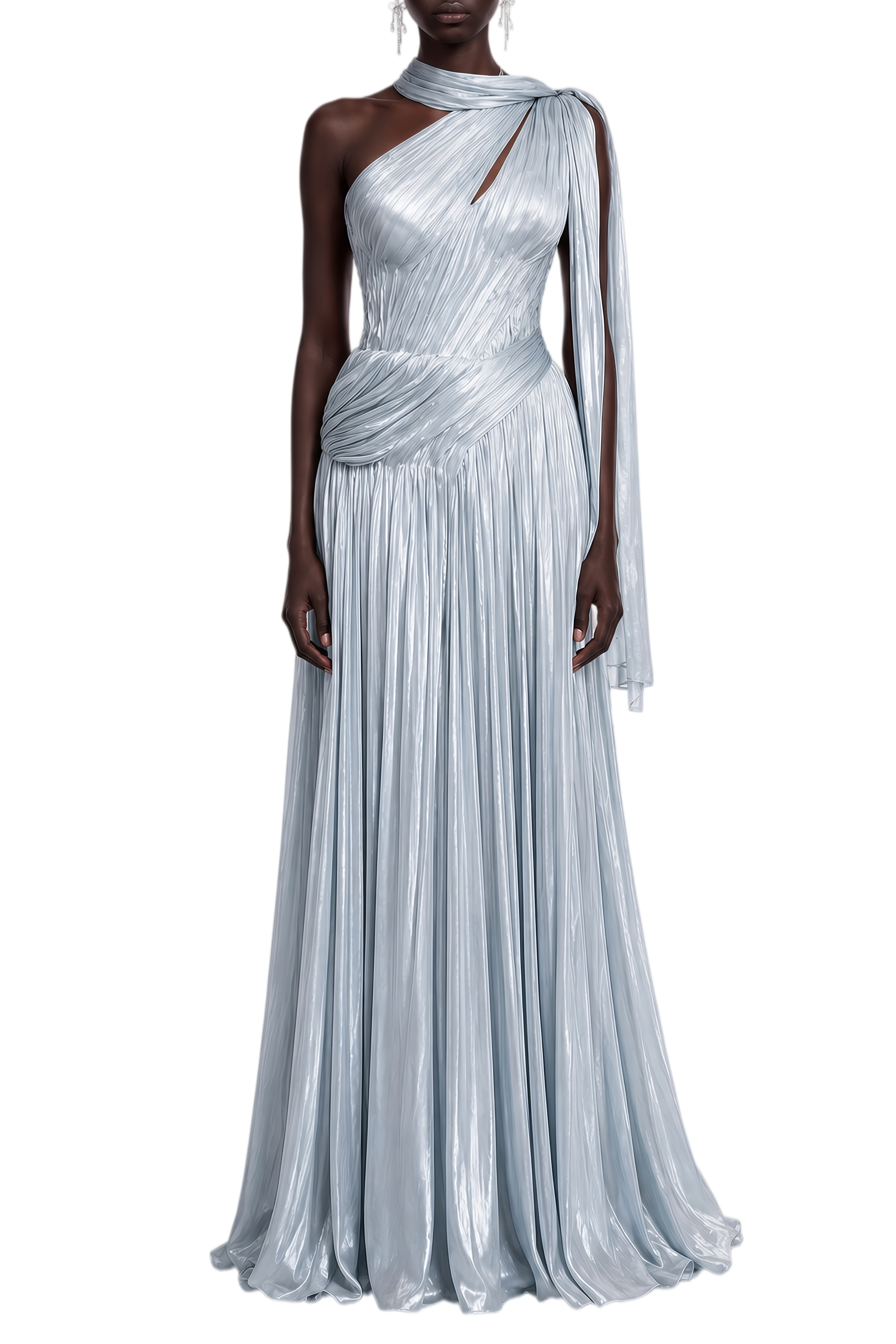 Portia Blue Sleeveless Asymmetrical Maxi Dress