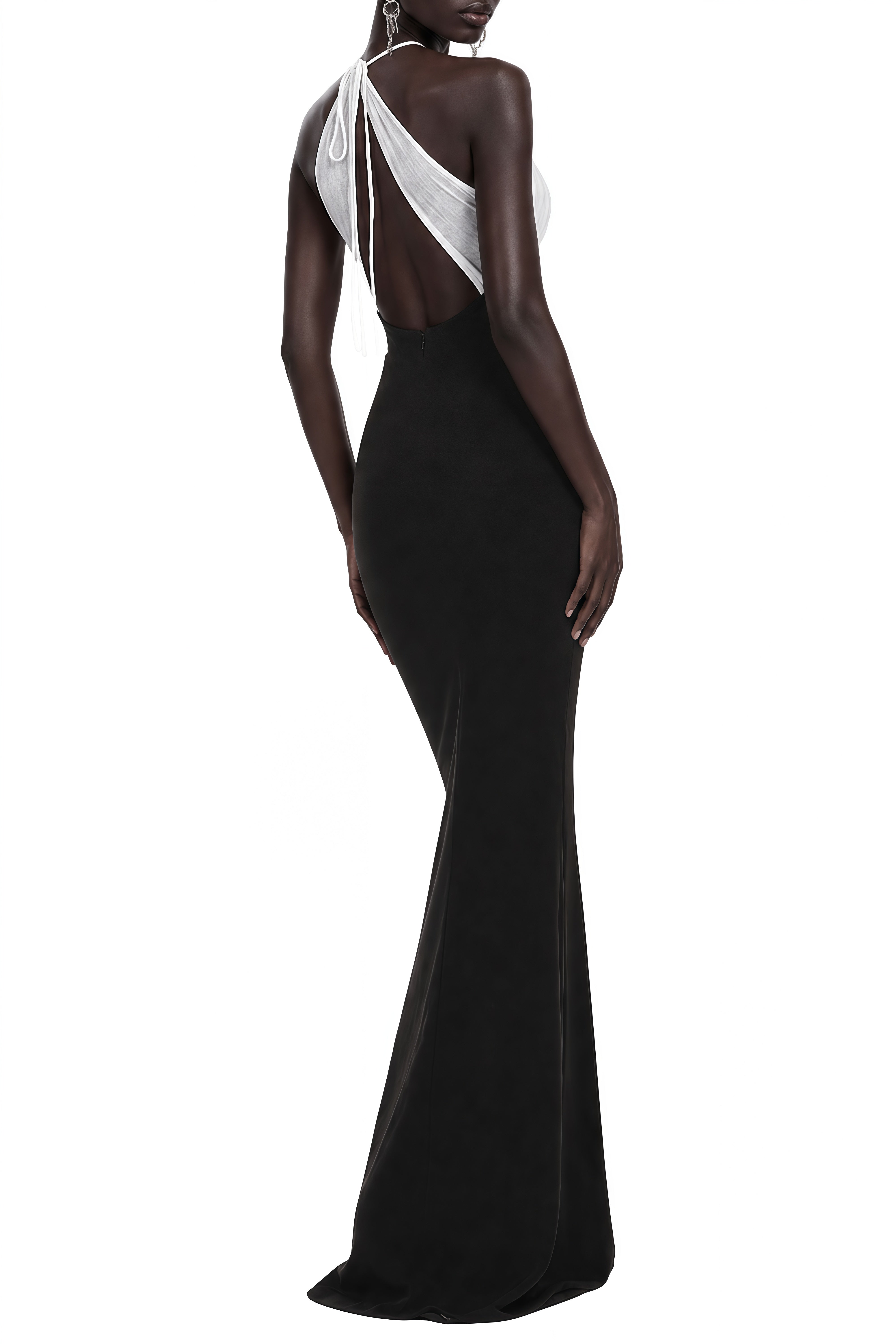 Luna Black Halterneck Draped Maxi Dress