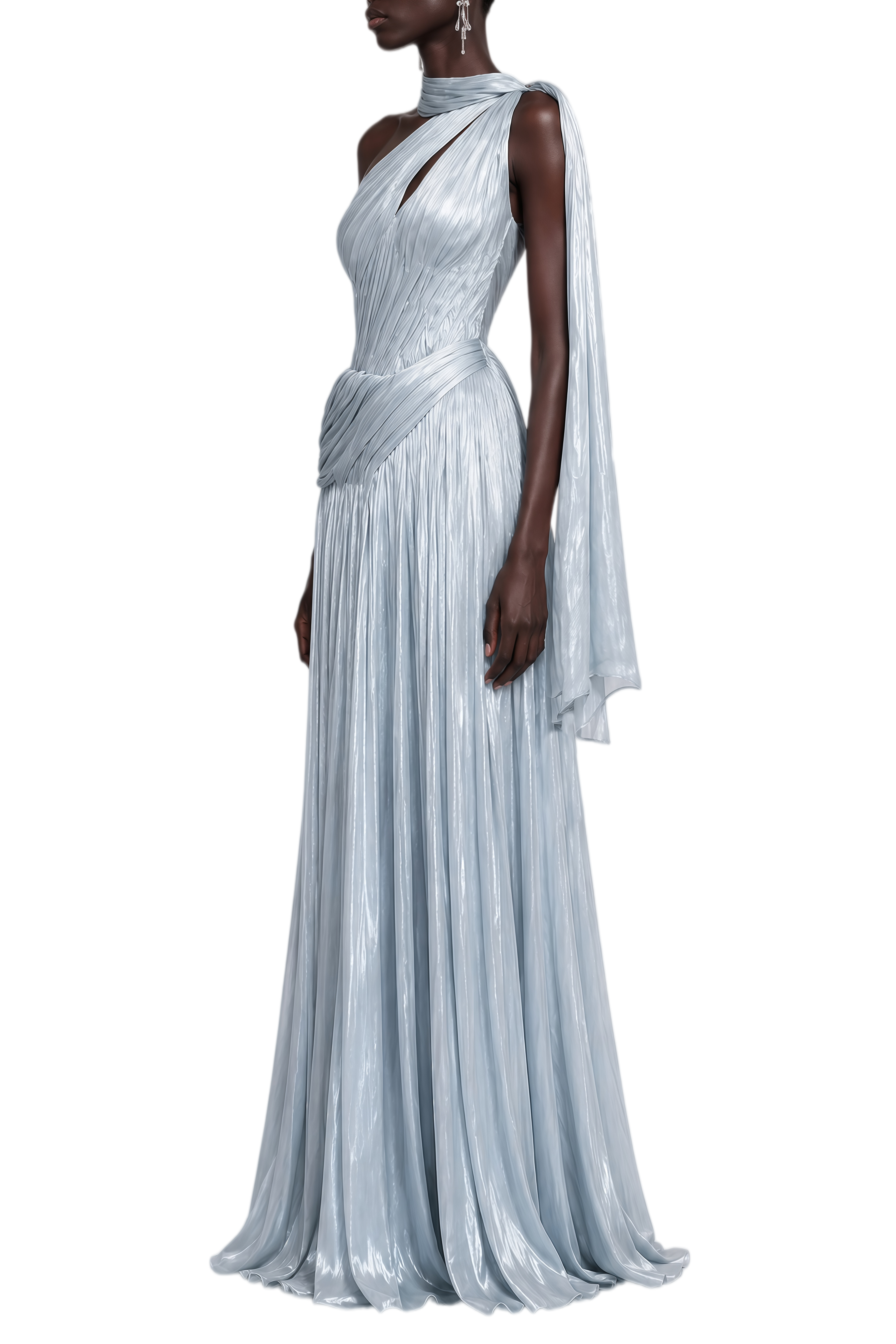 Portia Blue Sleeveless Asymmetrical Maxi Dress
