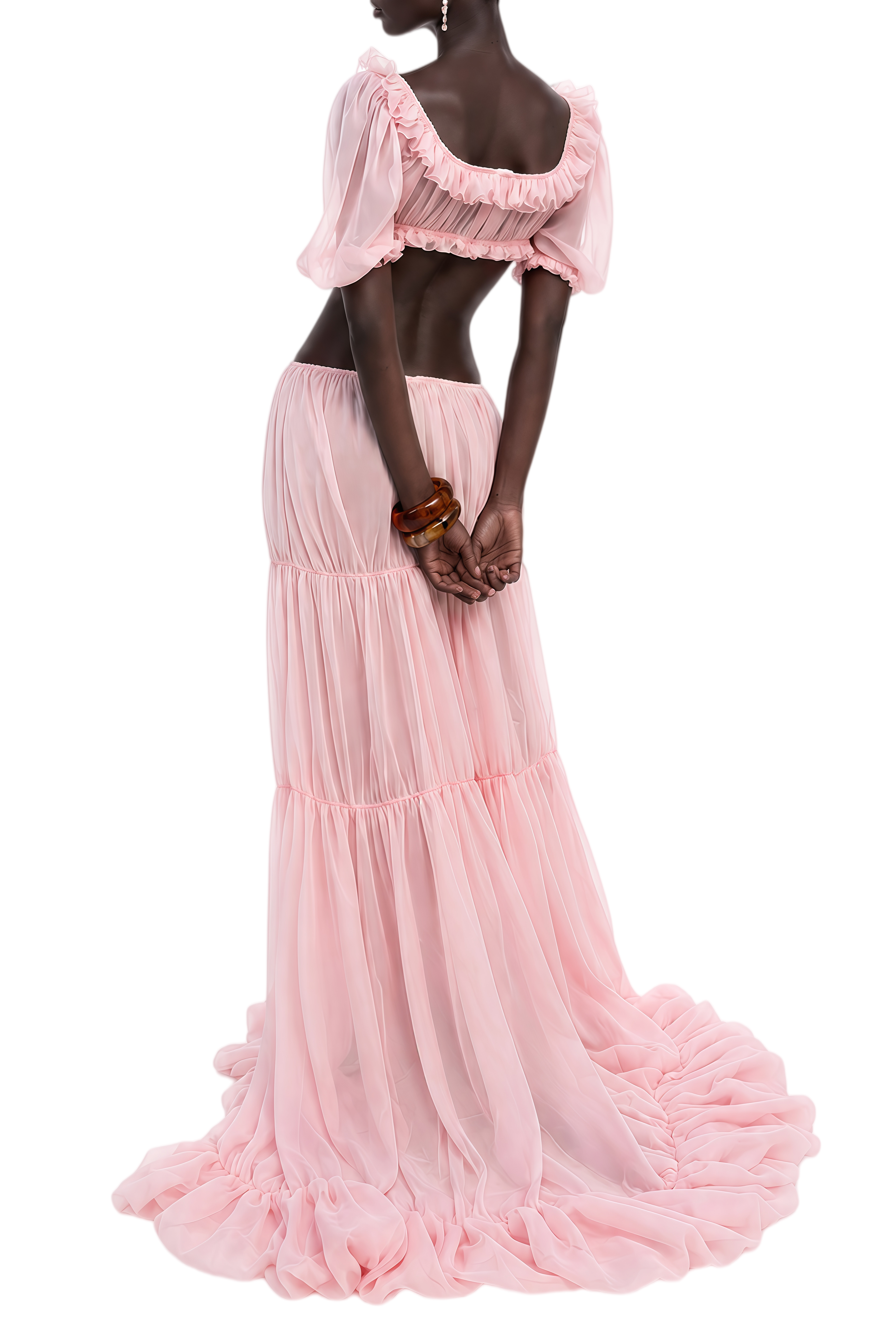 Austen Pink Ruched Crop Top & Skirt Set