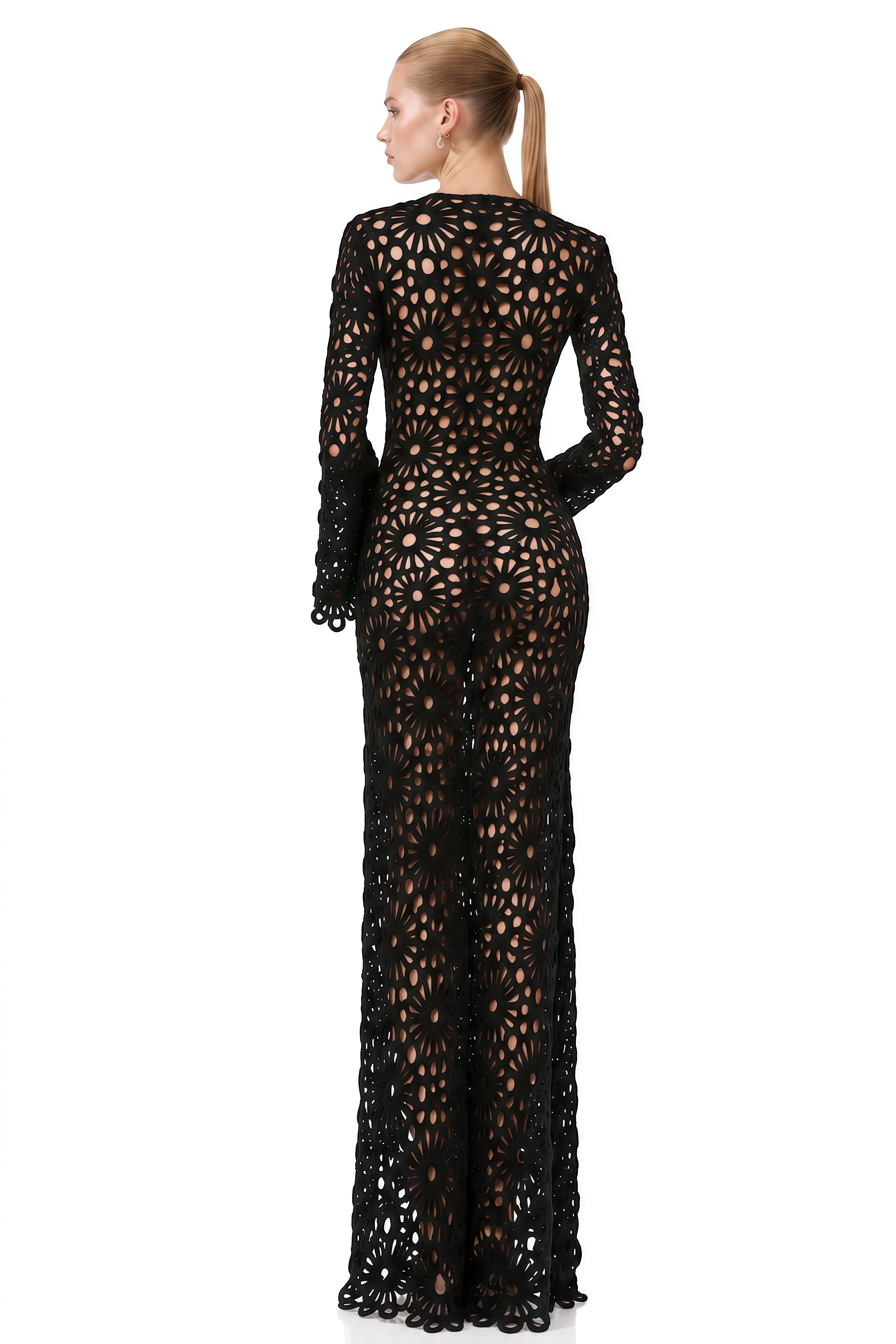Charlotte Black Long Sleeves Cut-Out Maxi Dress