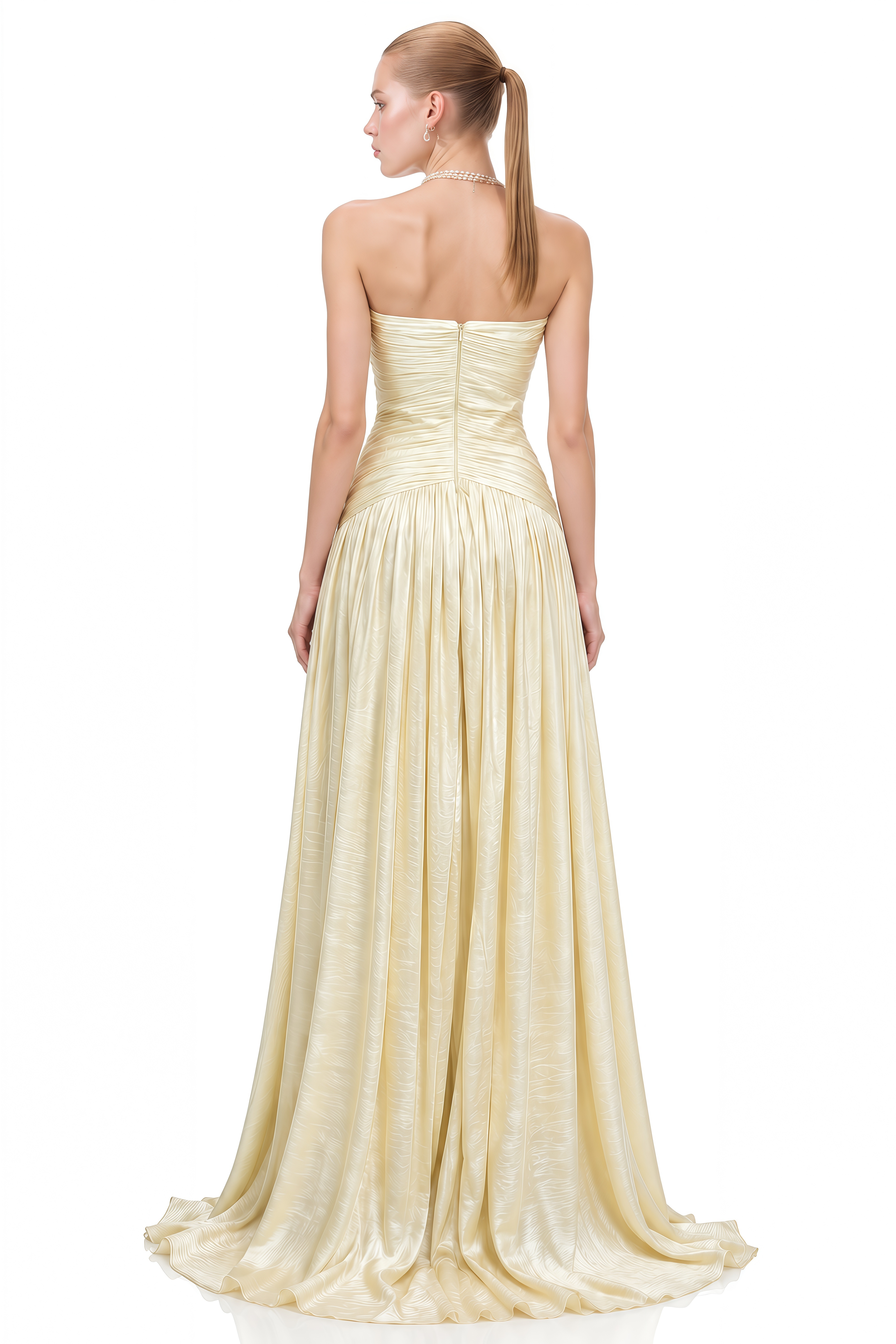 Celine Yellow Asymmetrical Embellished Maxi Dress