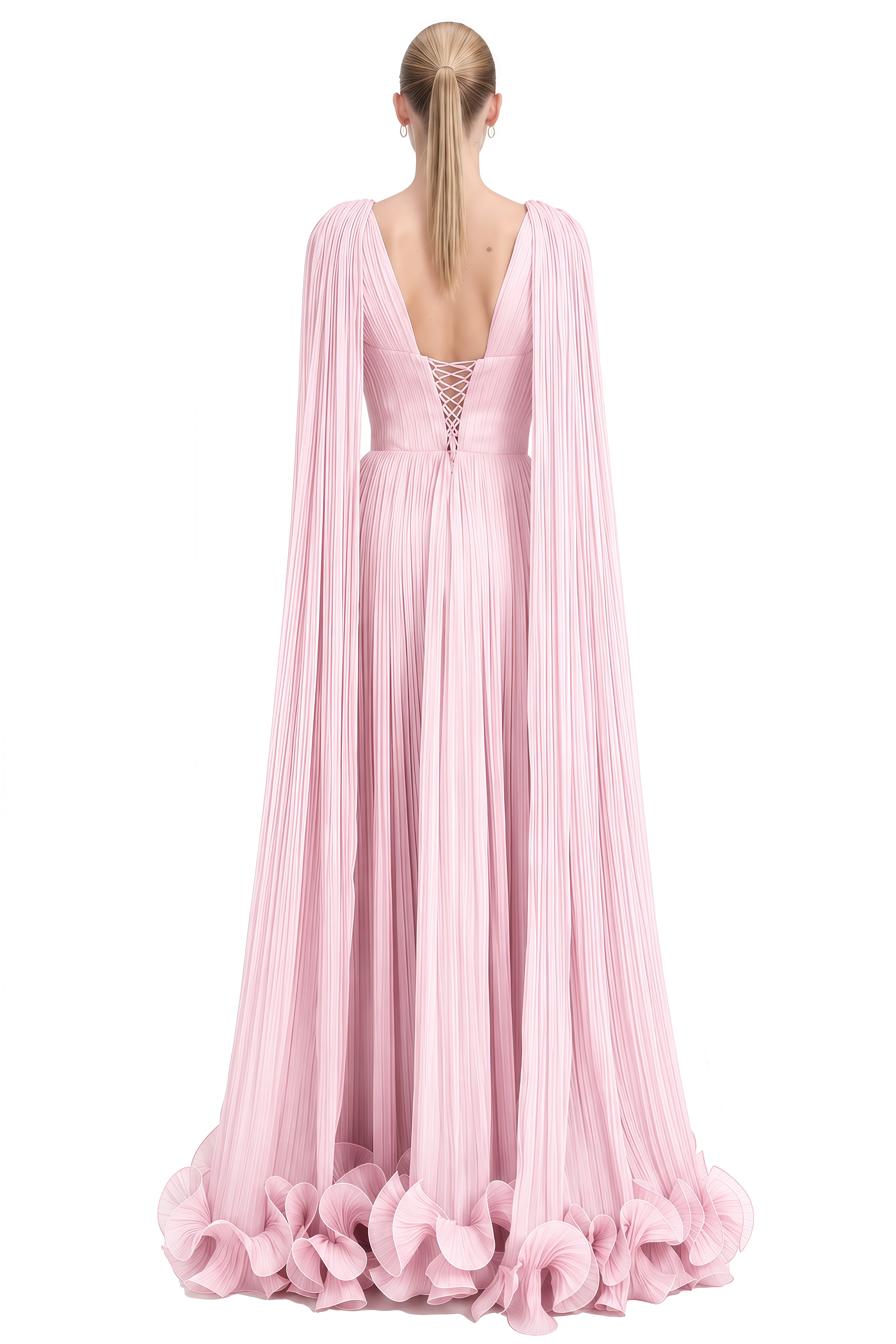 Emerson Pink Cape Ruffled Maxi Dress