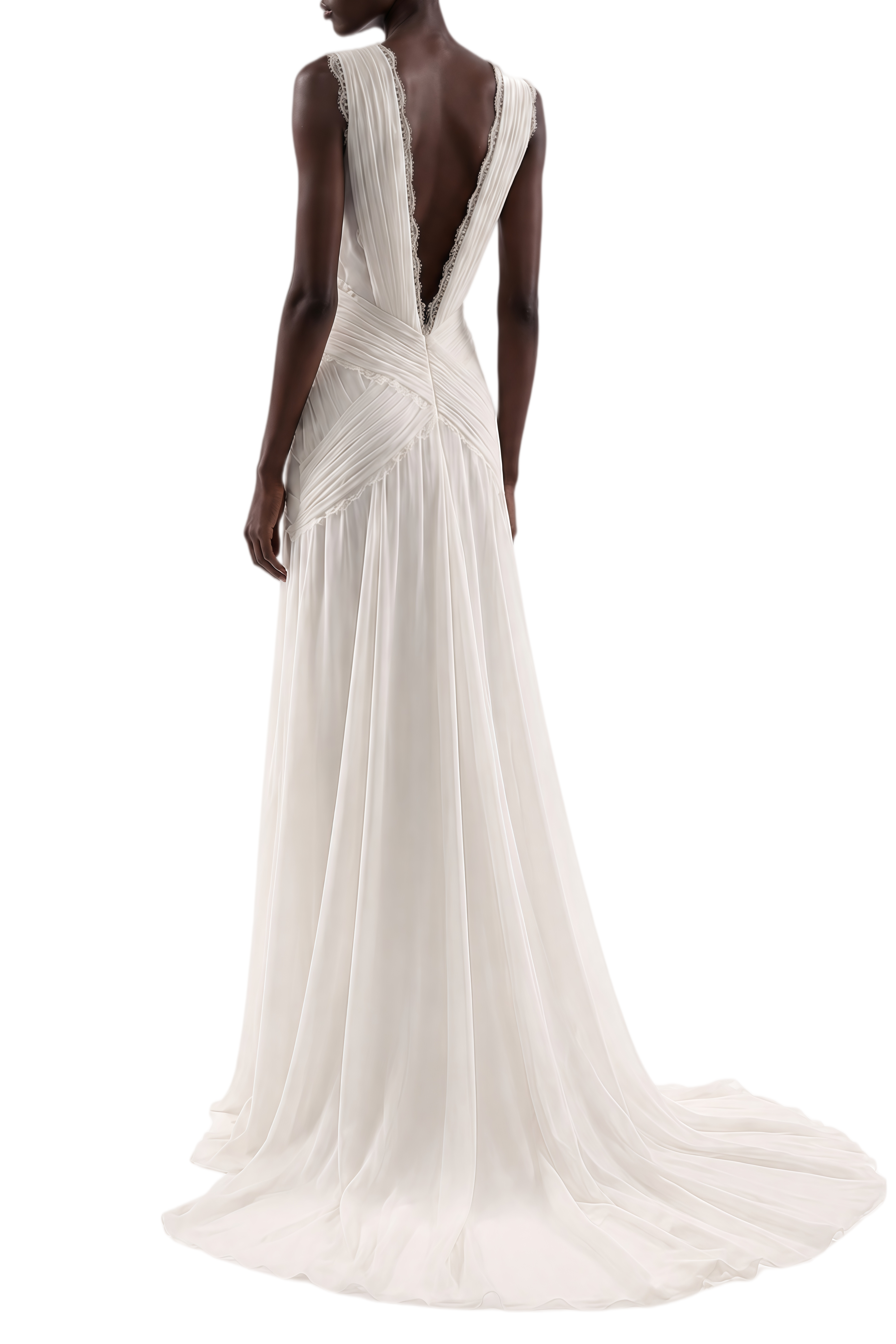 Theodora White V-Neck Sleeveless Maxi Dress