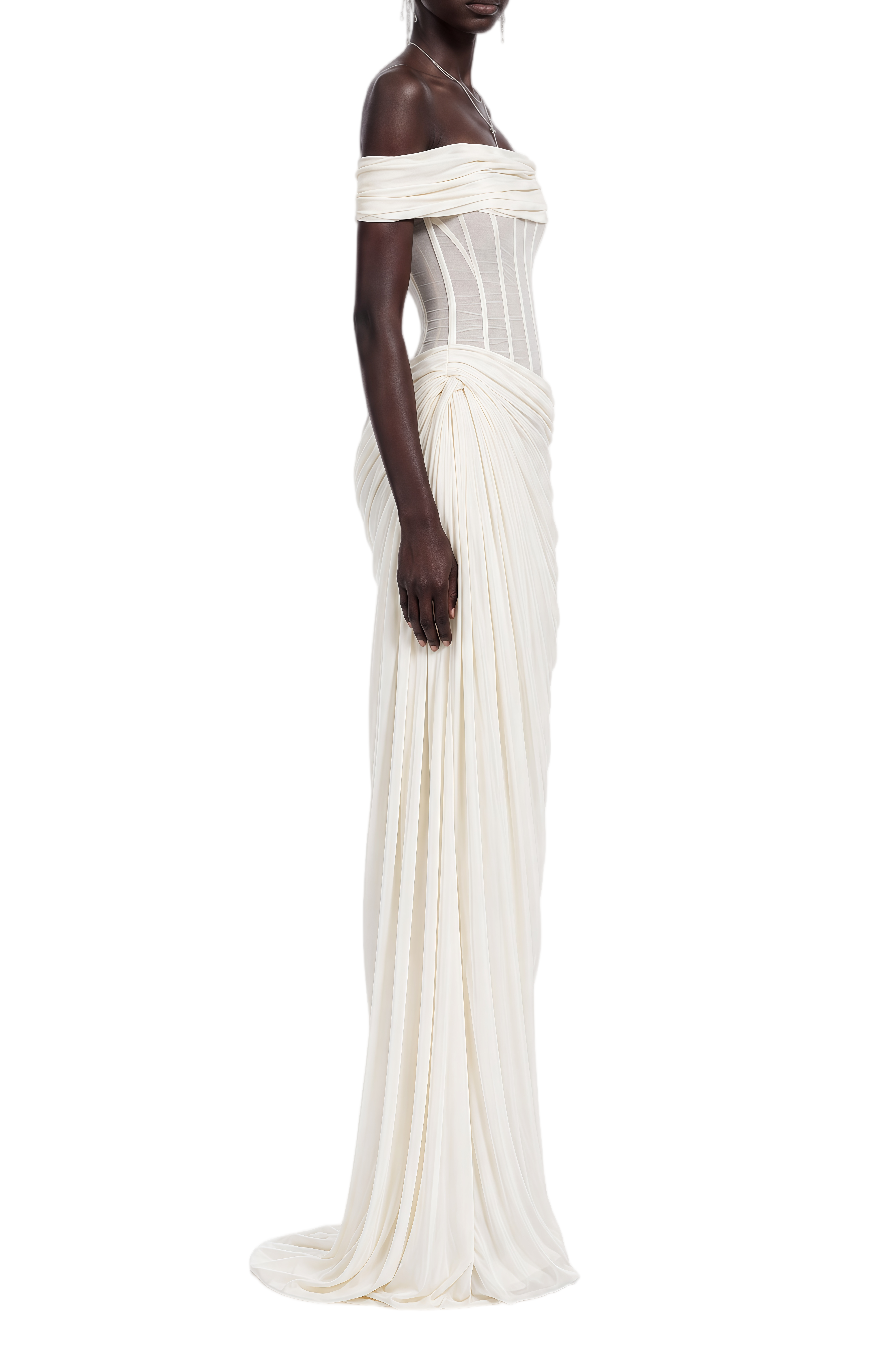 Thalia White Sleeveless Asymmetrical Maxi Dress