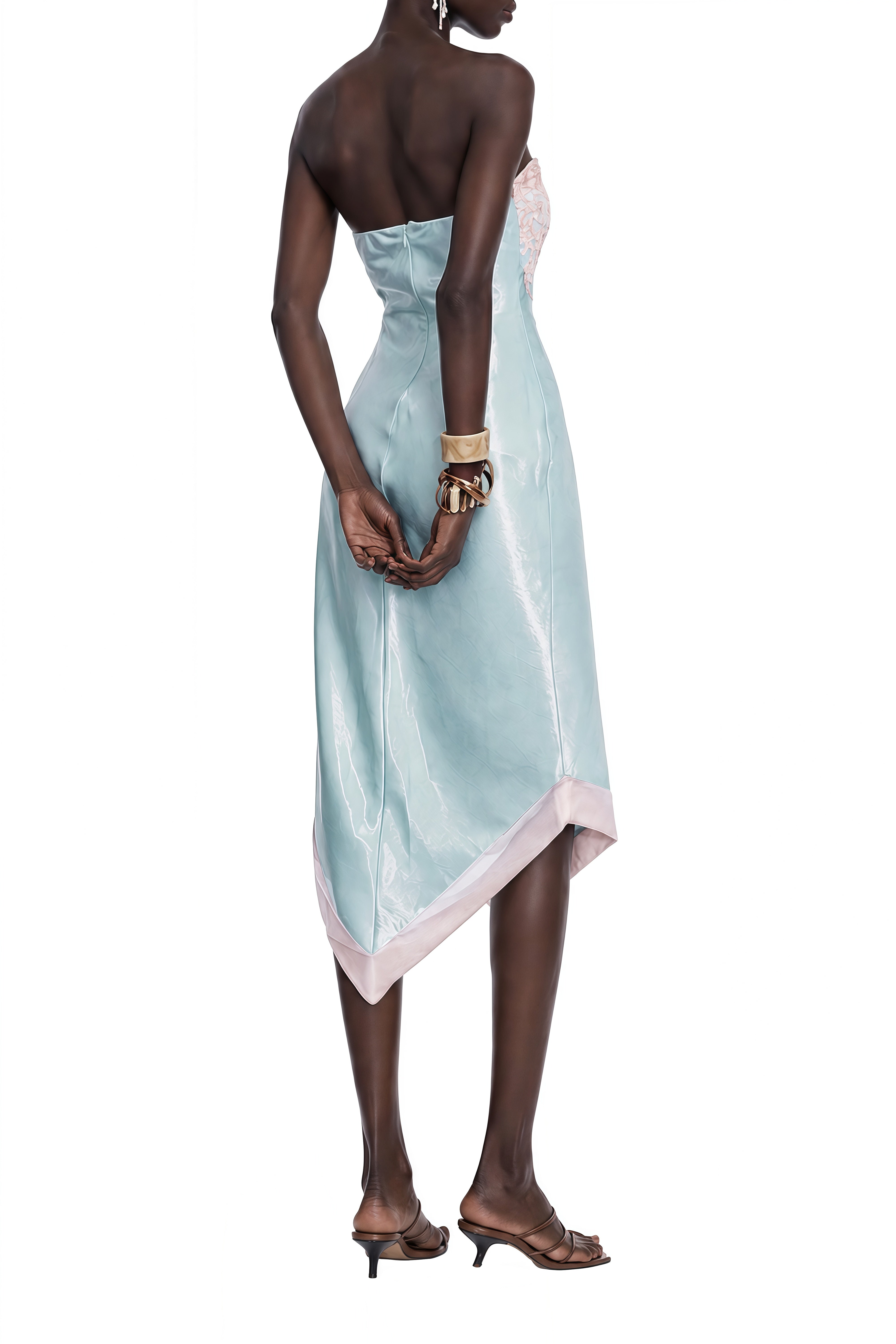 Florence Blue Off Shoulder Lace Midi Dress