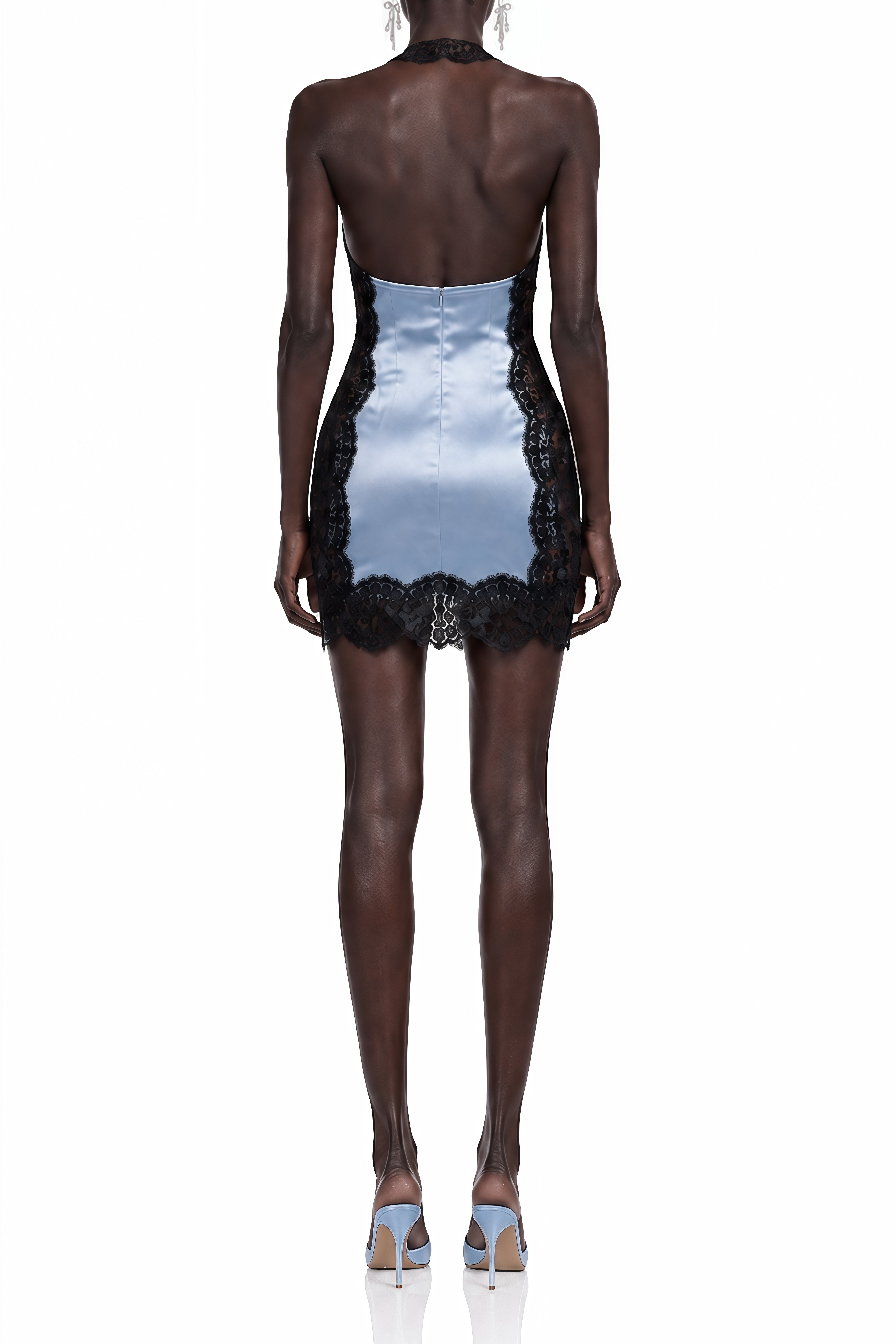 Elodie Blue Sleeveless Lace Mini Dress