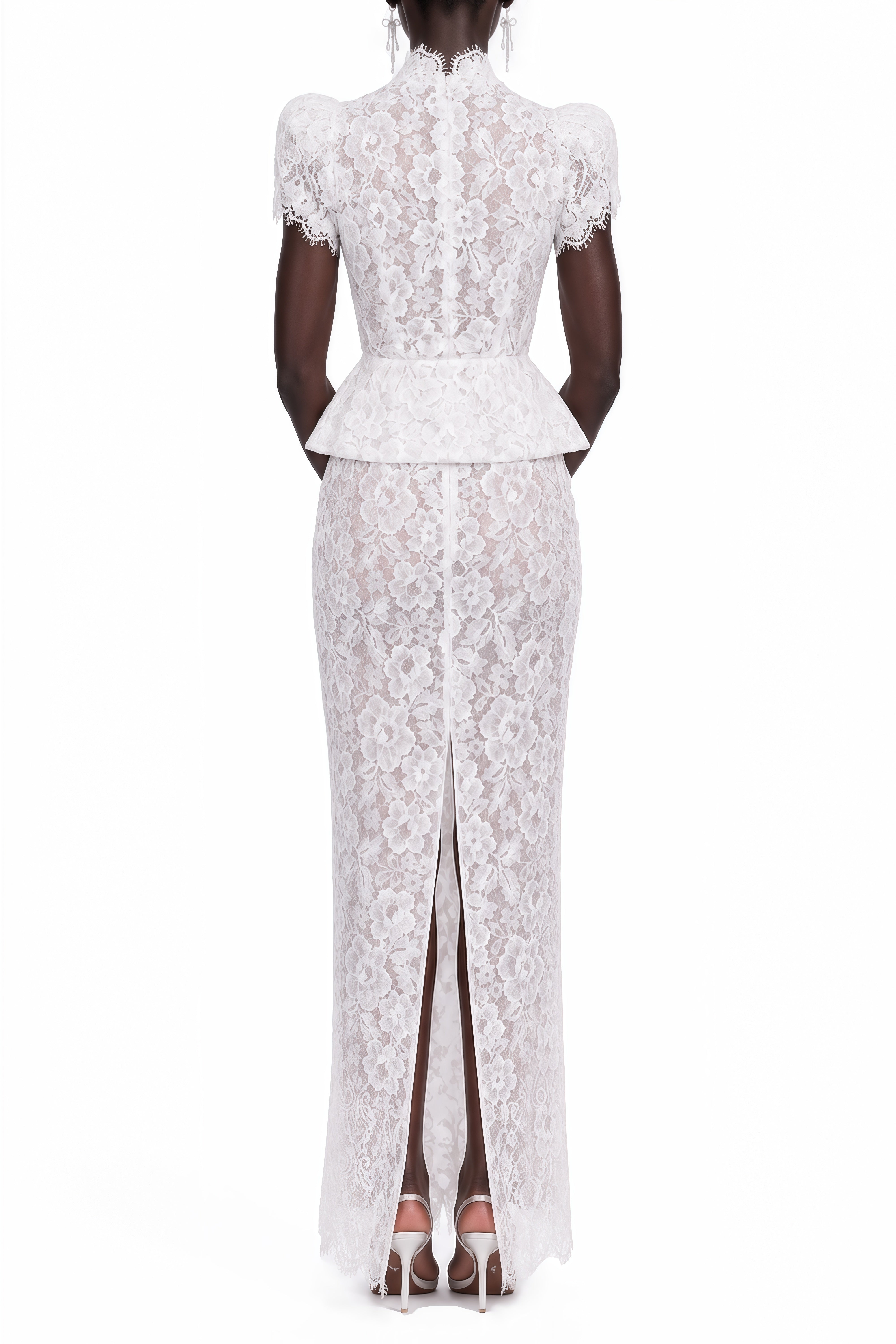 Cassiopeia White V-Neck Floral Print Top & Skirt Set