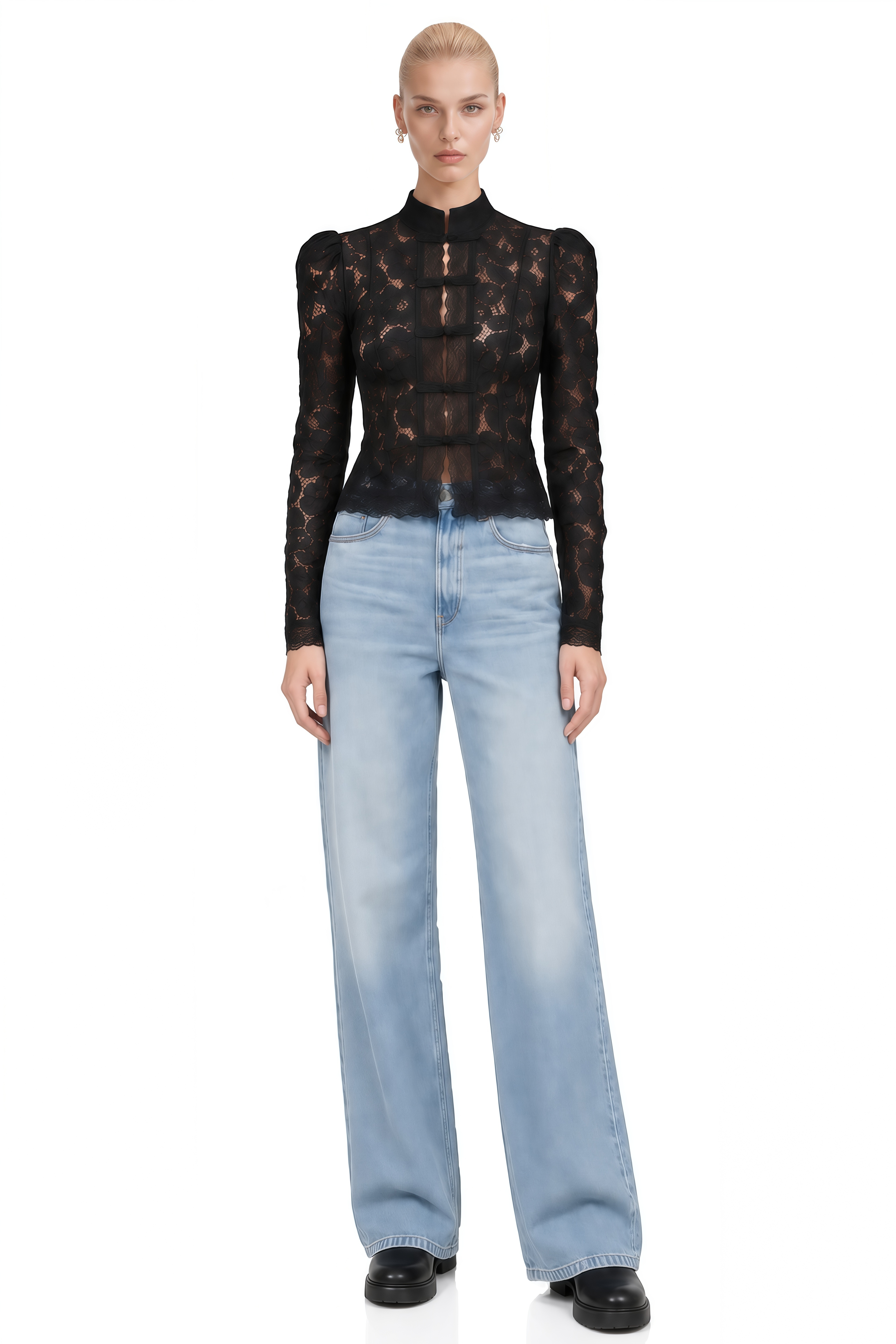 Vesper Black Long Sleeves Lace Blouse