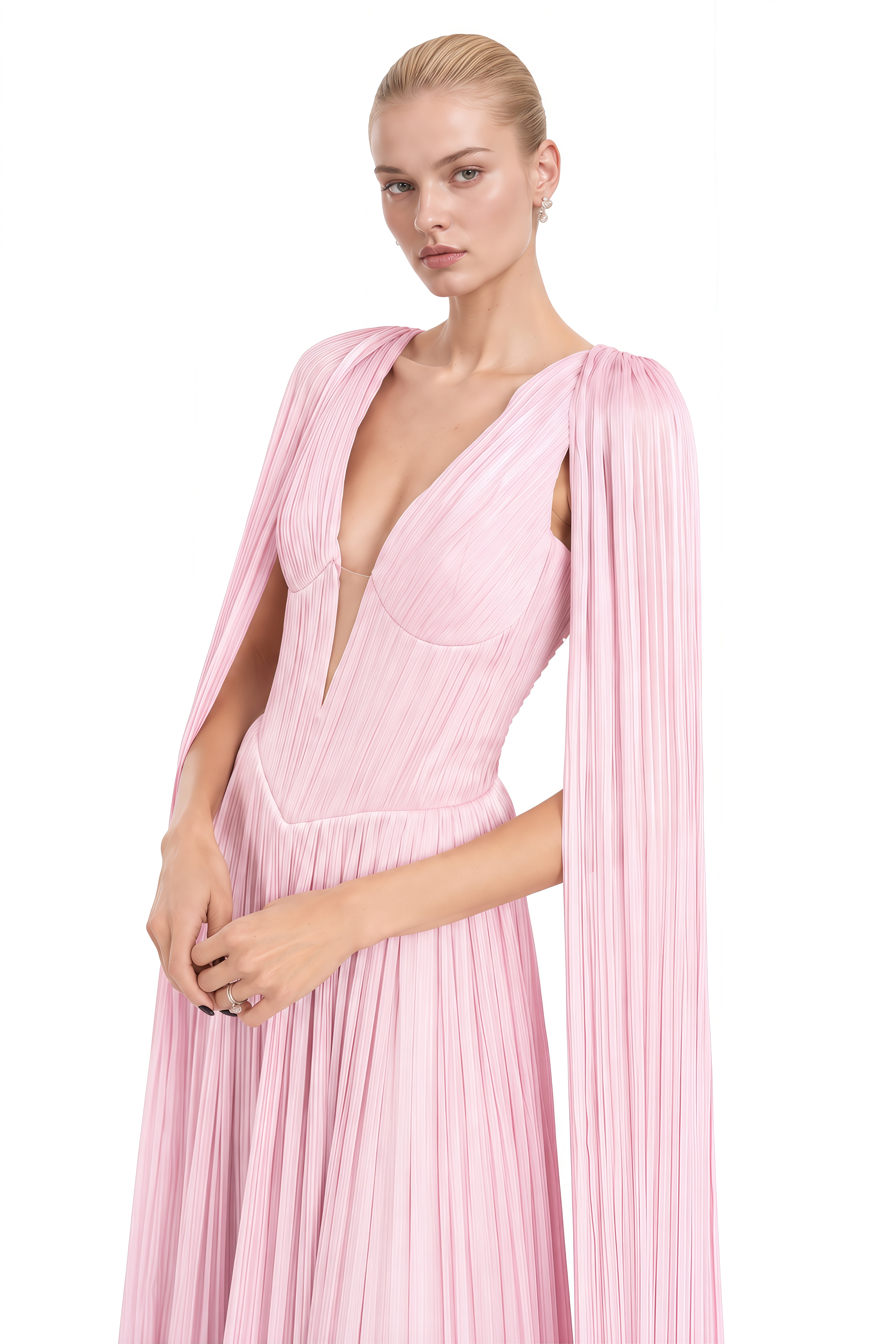 Emerson Pink Cape Ruffled Maxi Dress