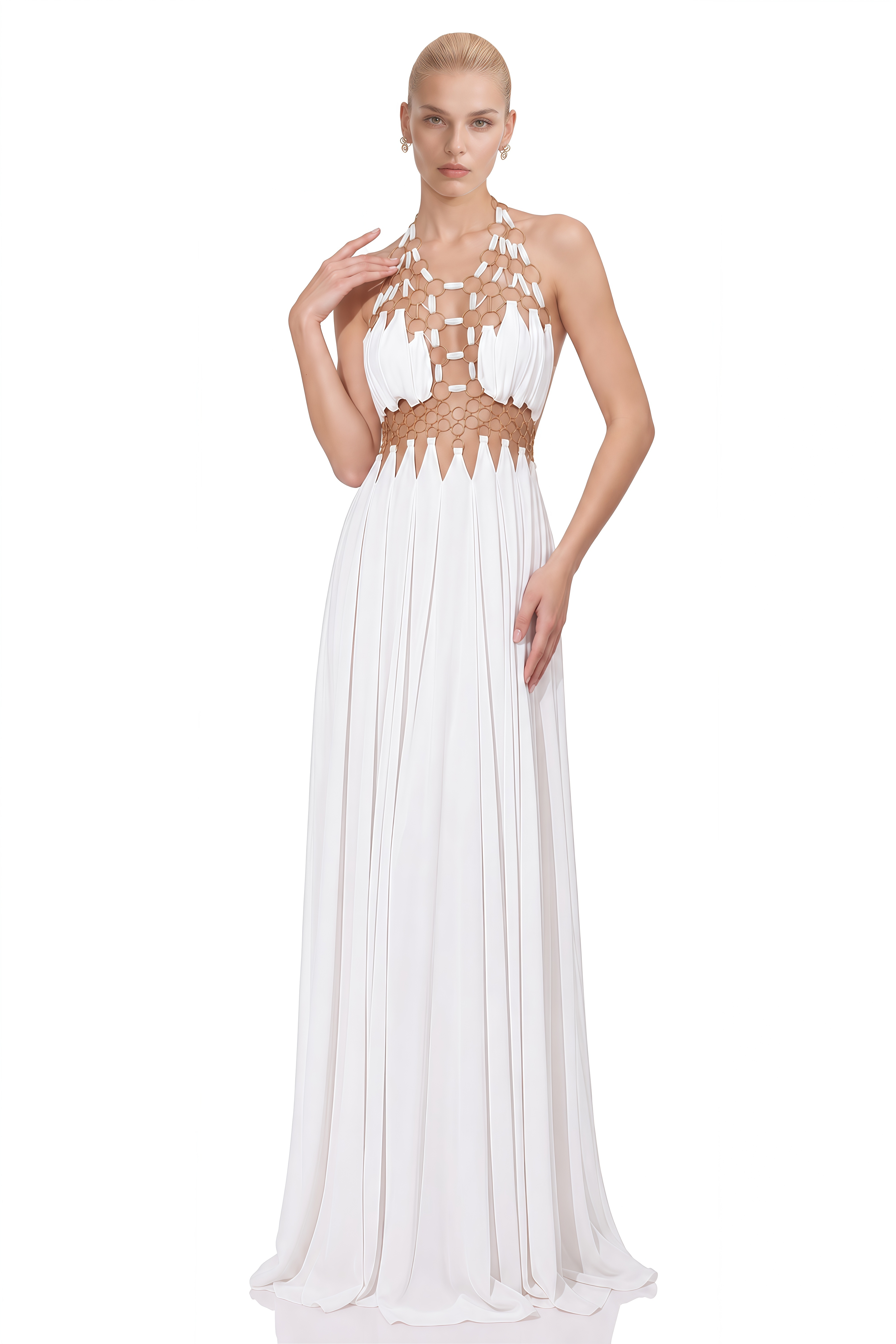 Posie White Halterneck Cut-Out Maxi Dress