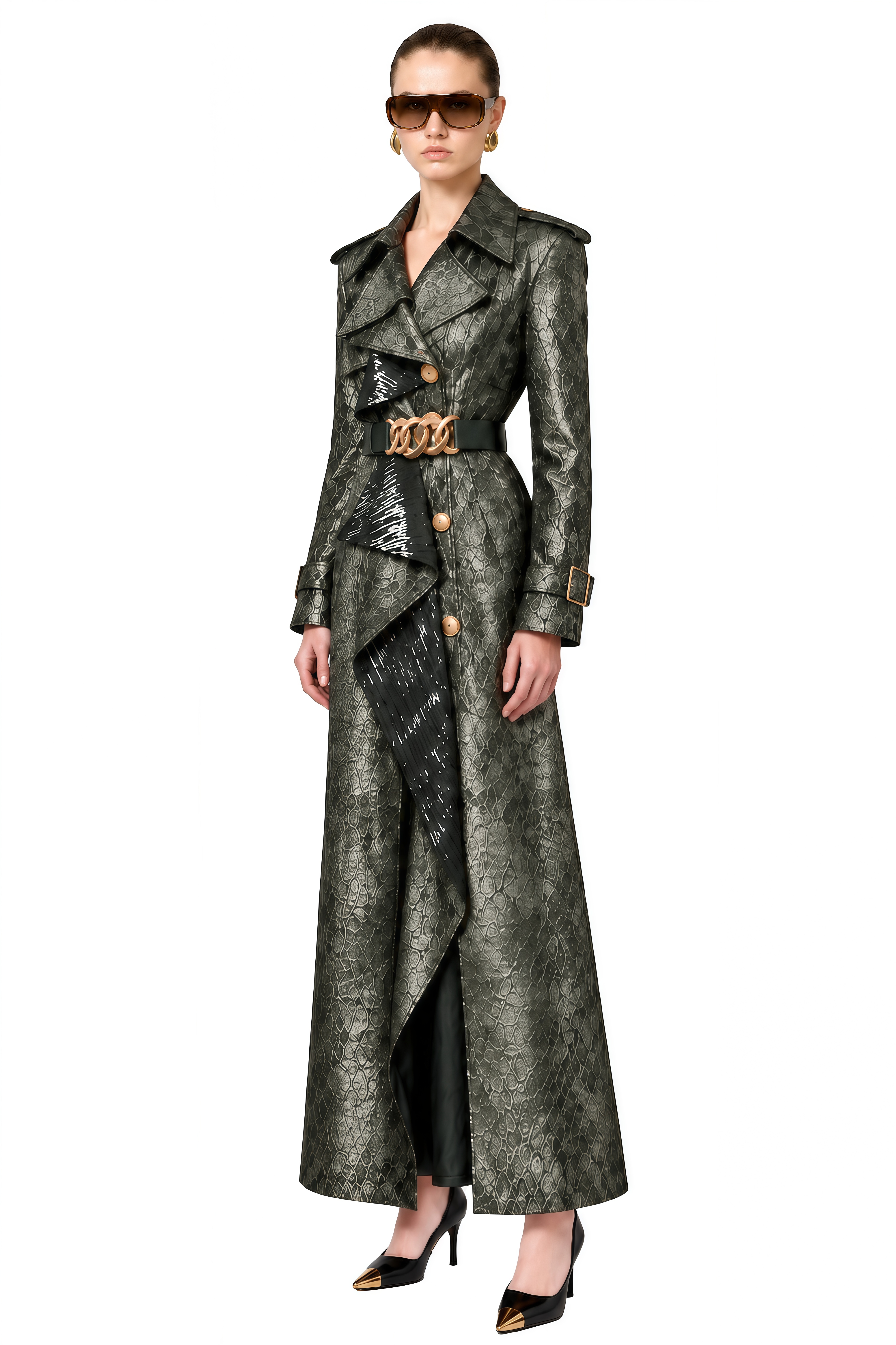 Emmeline Grey Green Asymmetrical Structured Coat