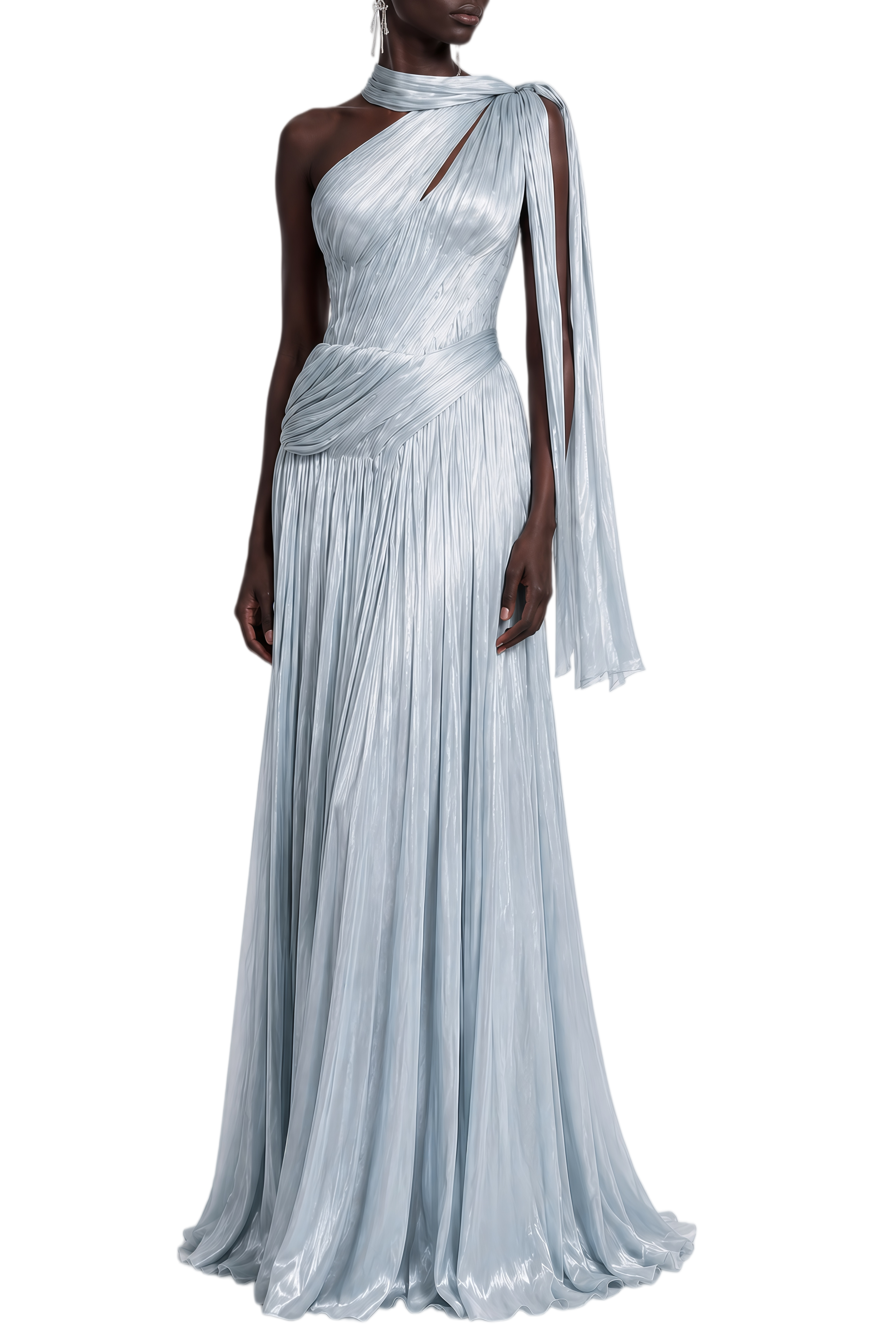 Portia Blue Sleeveless Asymmetrical Maxi Dress