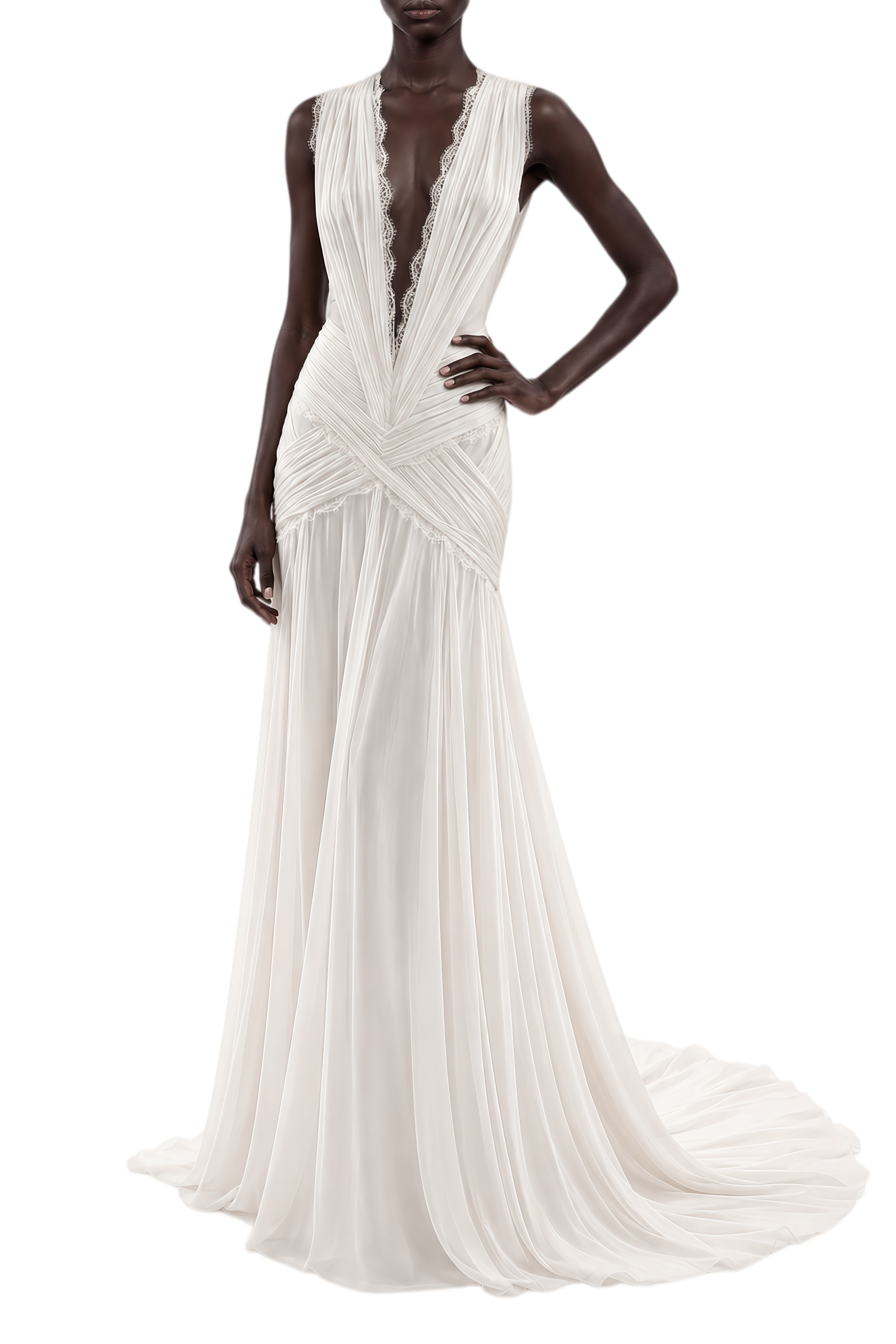 Theodora White V-Neck Sleeveless Maxi Dress