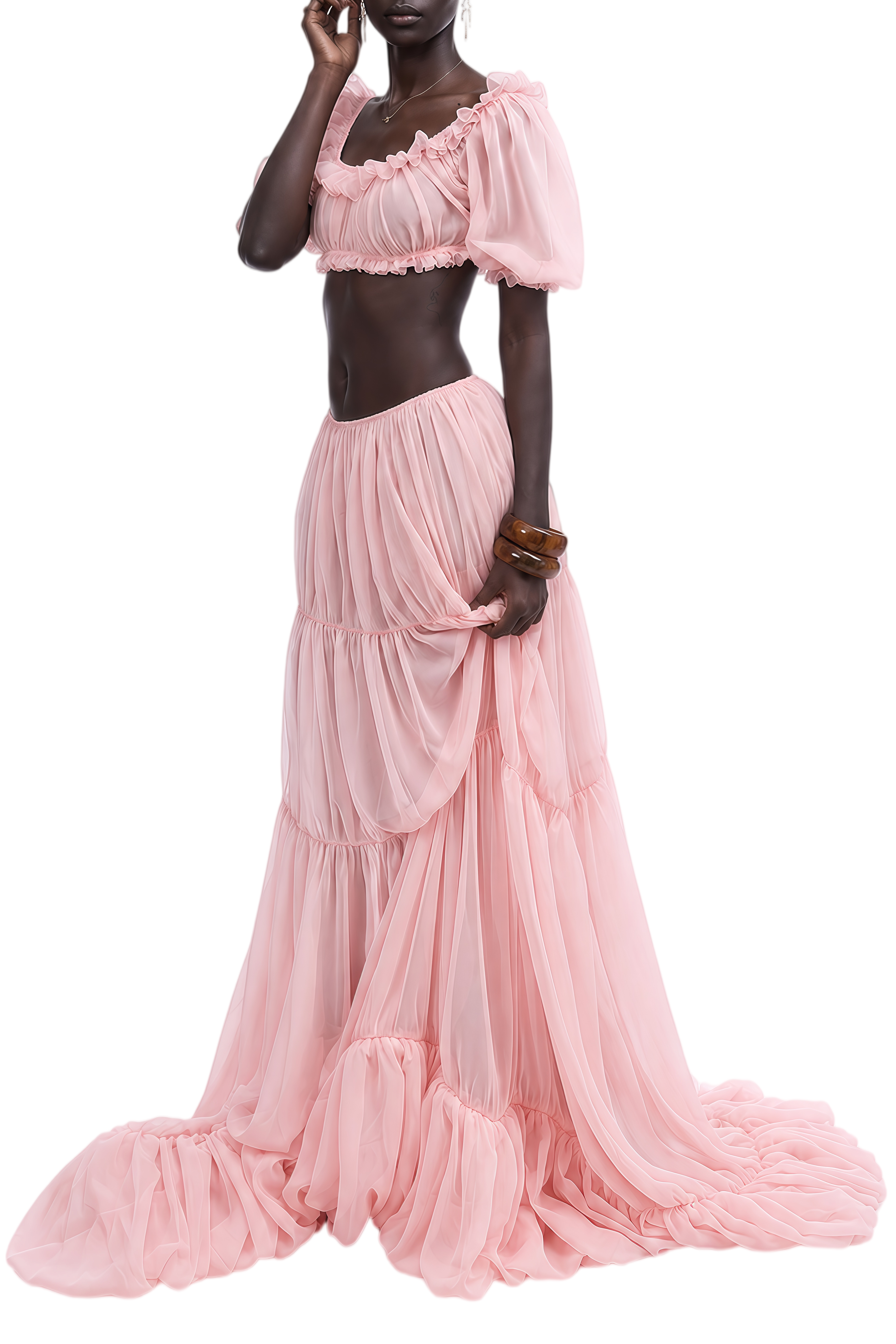 Austen Pink Ruched Crop Top & Skirt Set