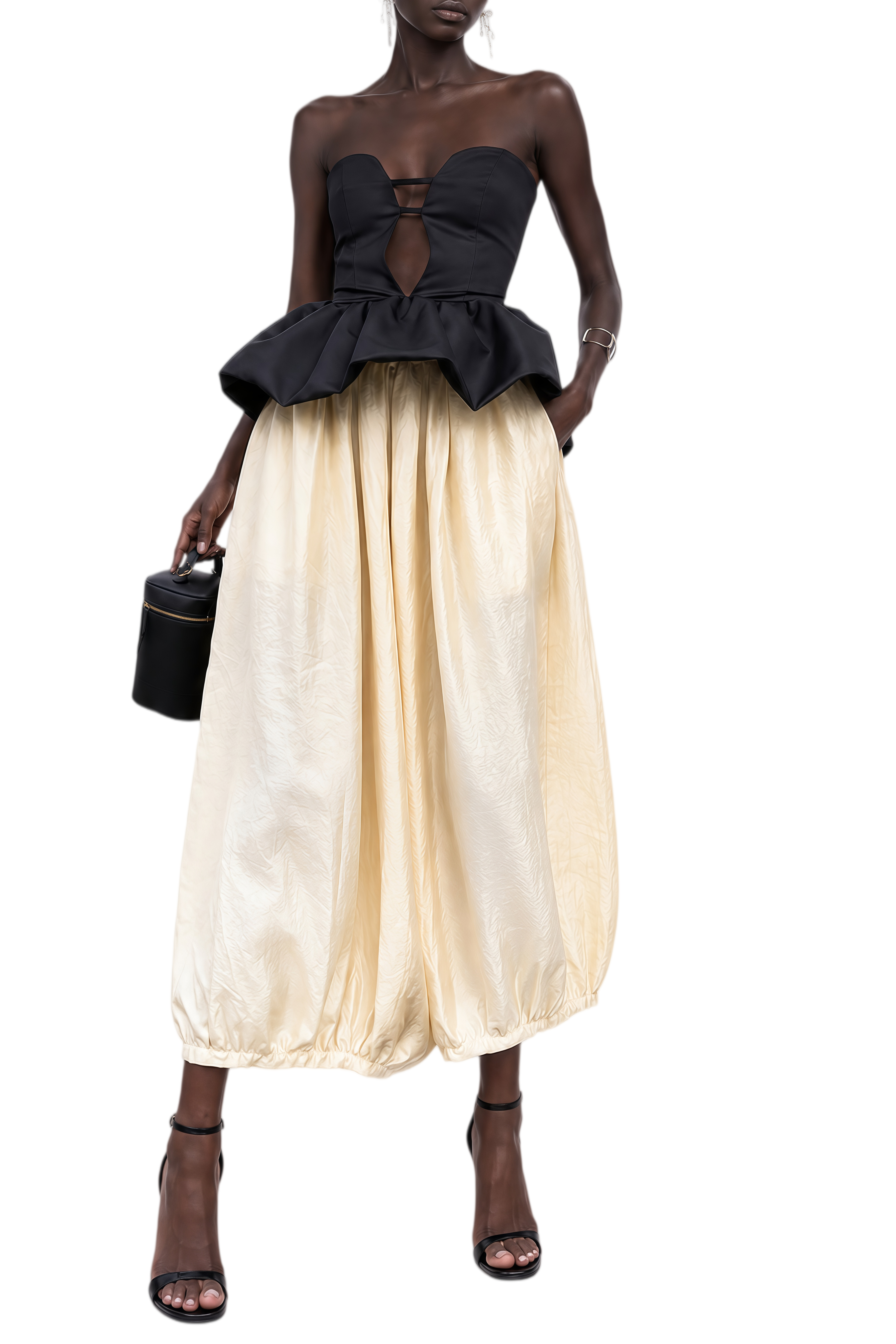 Eira Neutral Sleeveless Draped Top & Trousers Set