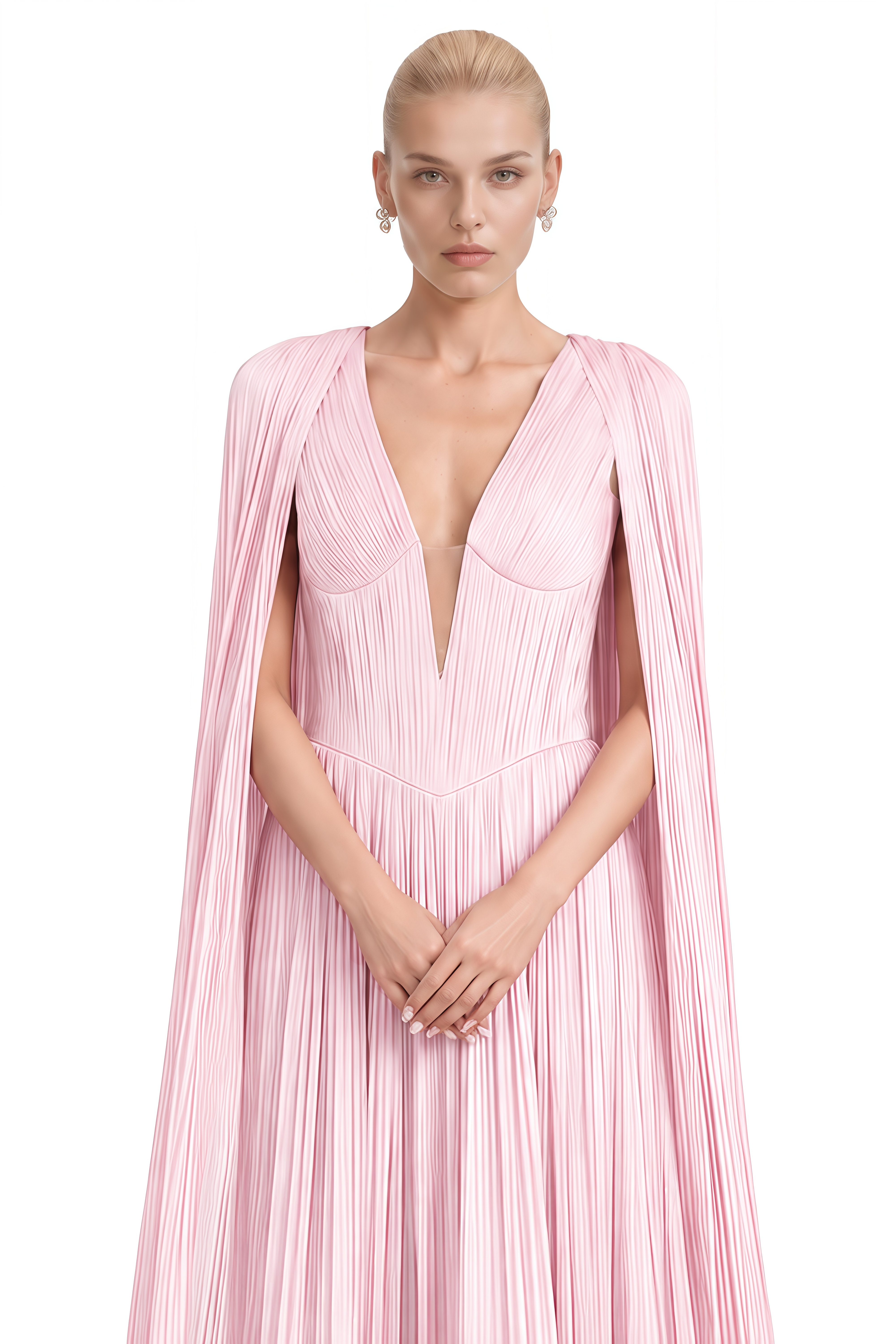 Emerson Pink Cape Ruffled Maxi Dress