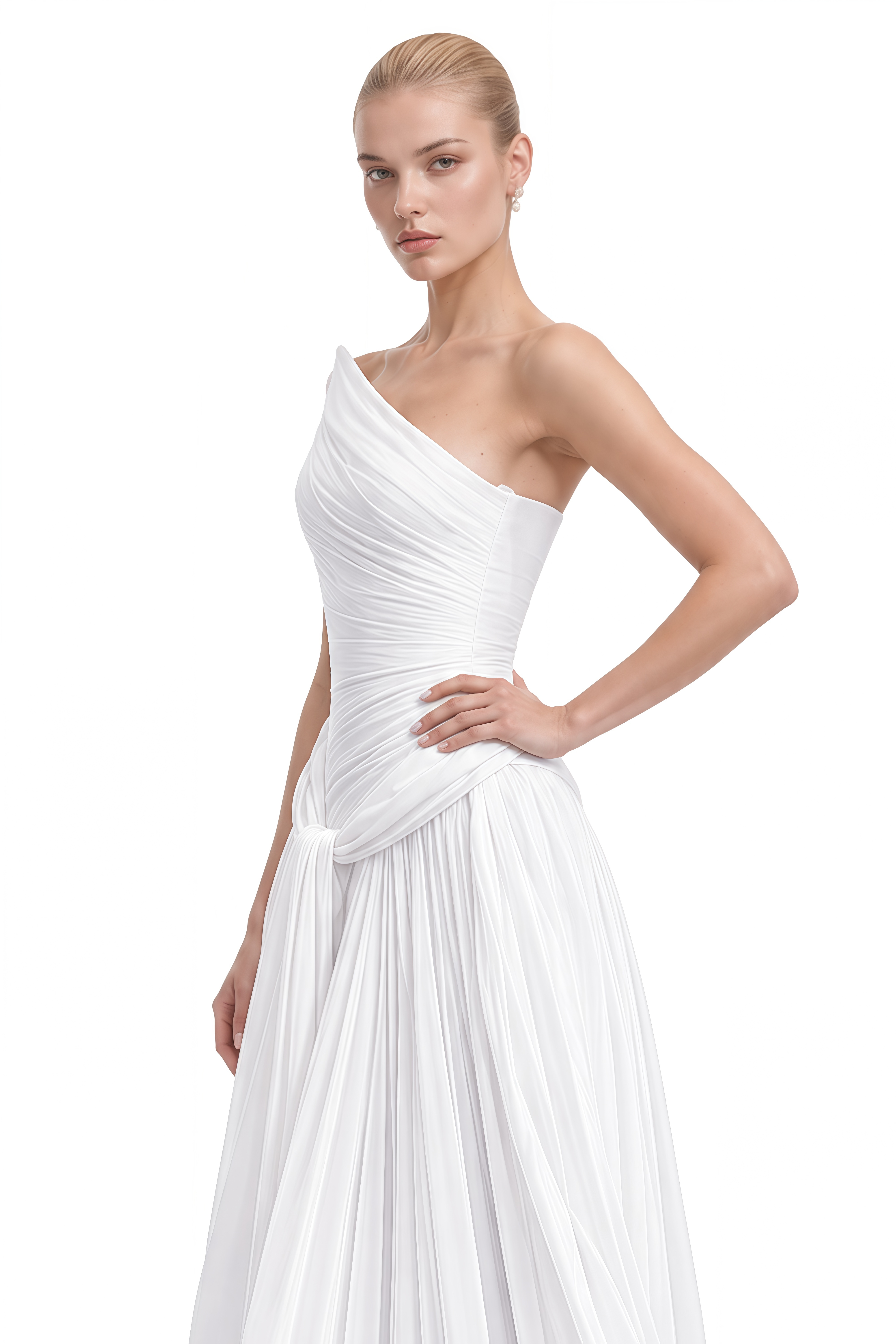 Hazel White Strapless Off-Shoulder Maxi Dress