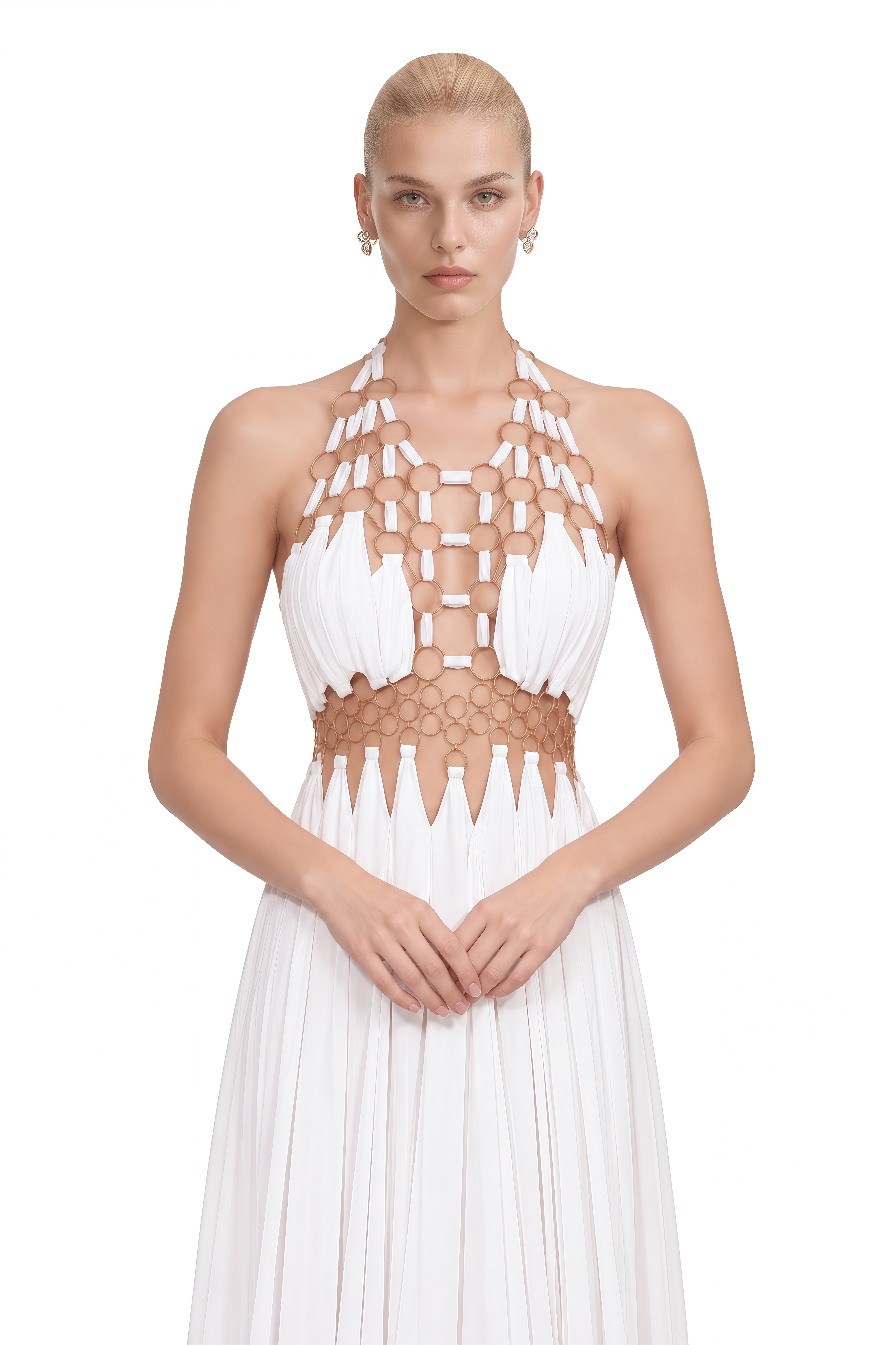 Posie White Halterneck Cut-Out Maxi Dress
