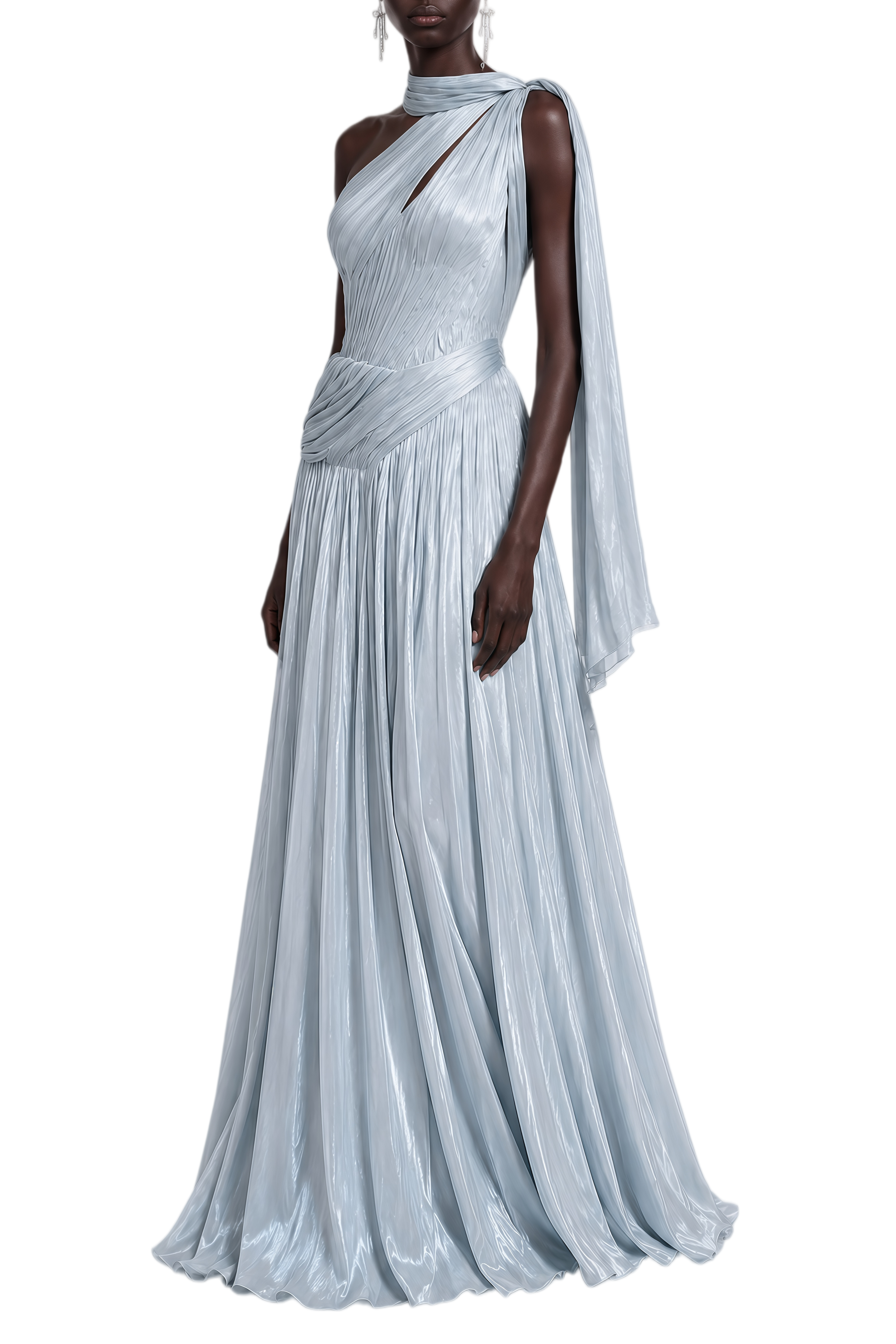 Portia Blue Sleeveless Asymmetrical Maxi Dress