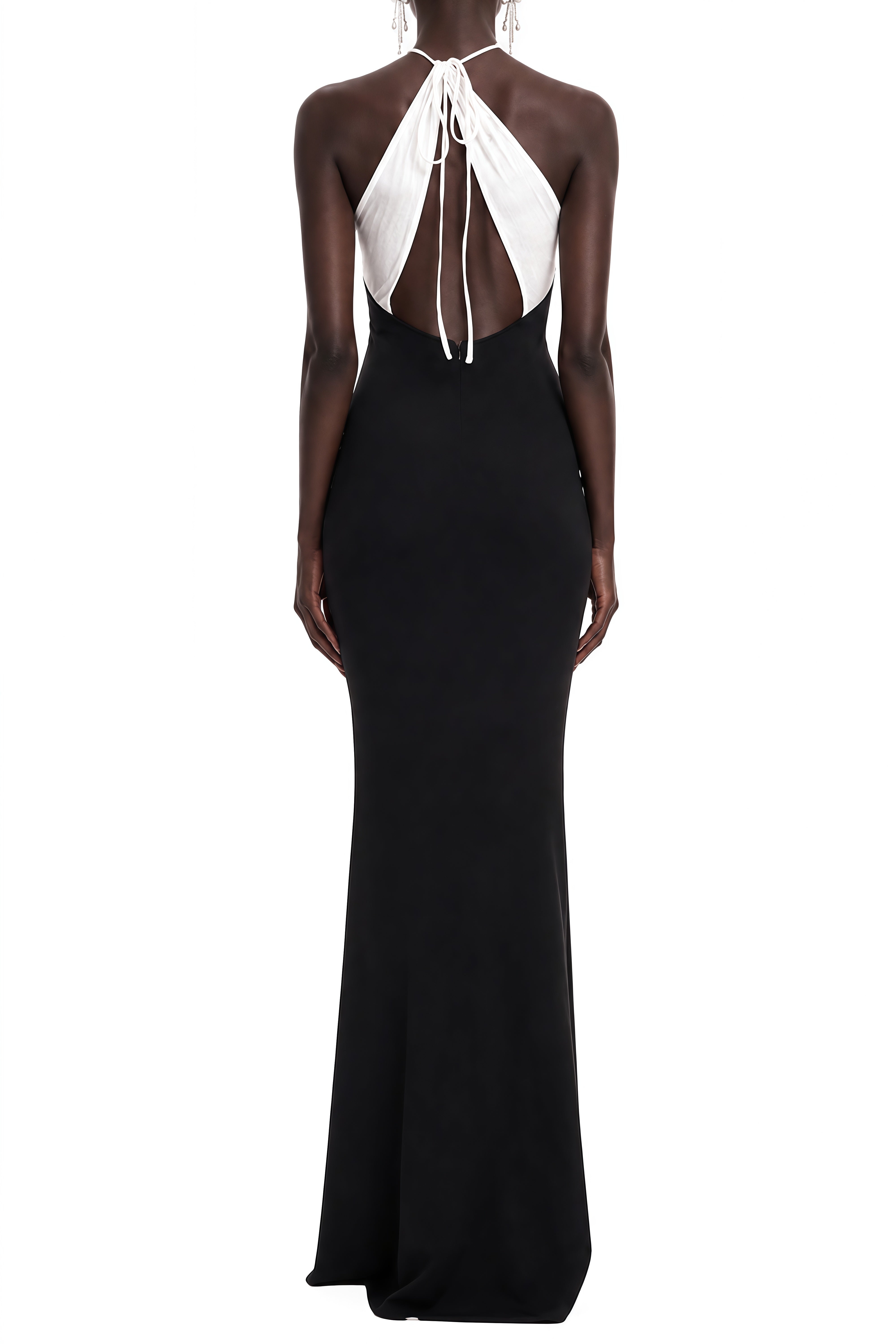 Luna Black Halterneck Draped Maxi Dress