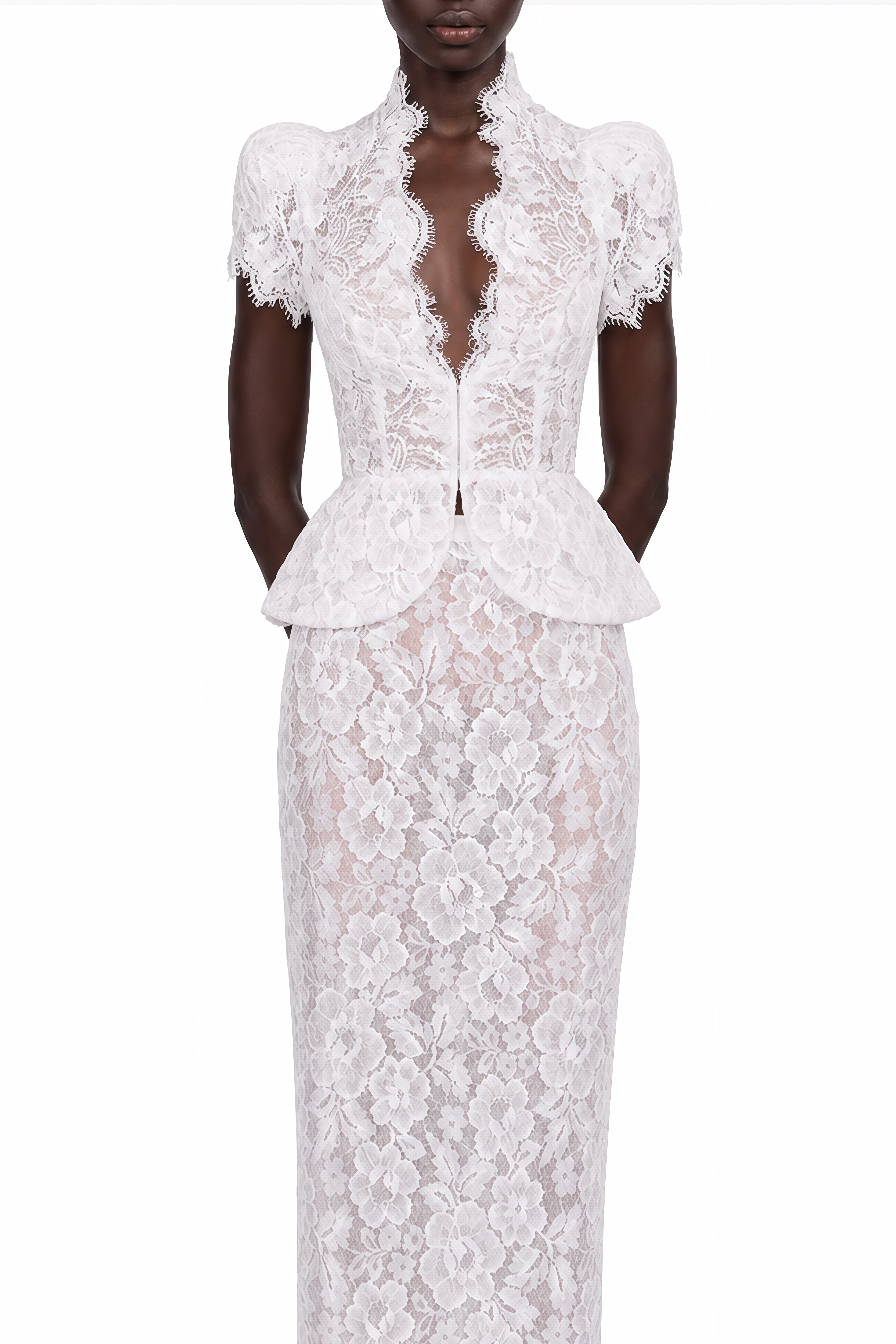 Cassiopeia White V-Neck Floral Print Top & Skirt Set