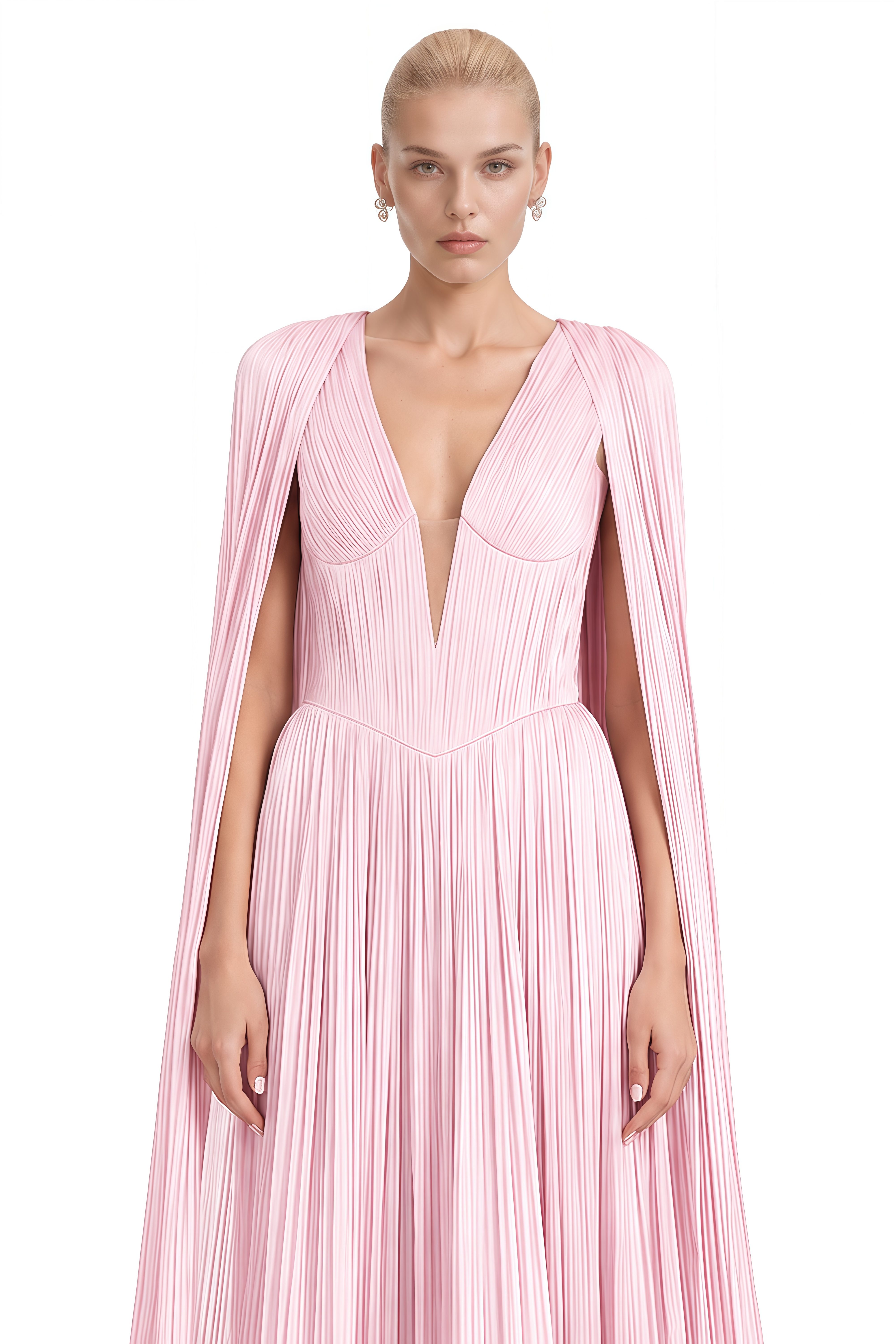 Emerson Pink Cape Ruffled Maxi Dress
