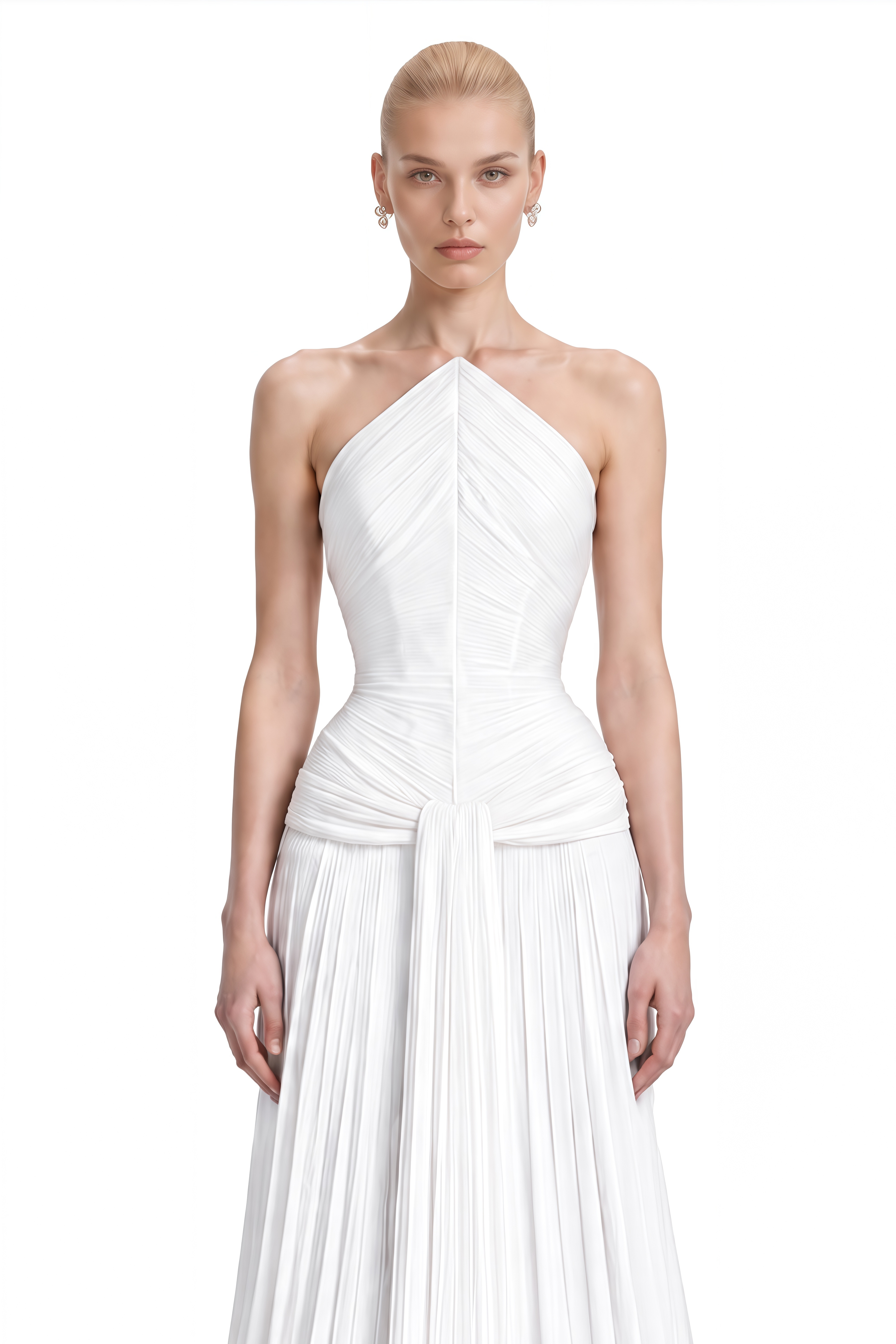 Hazel White Strapless Off-Shoulder Maxi Dress