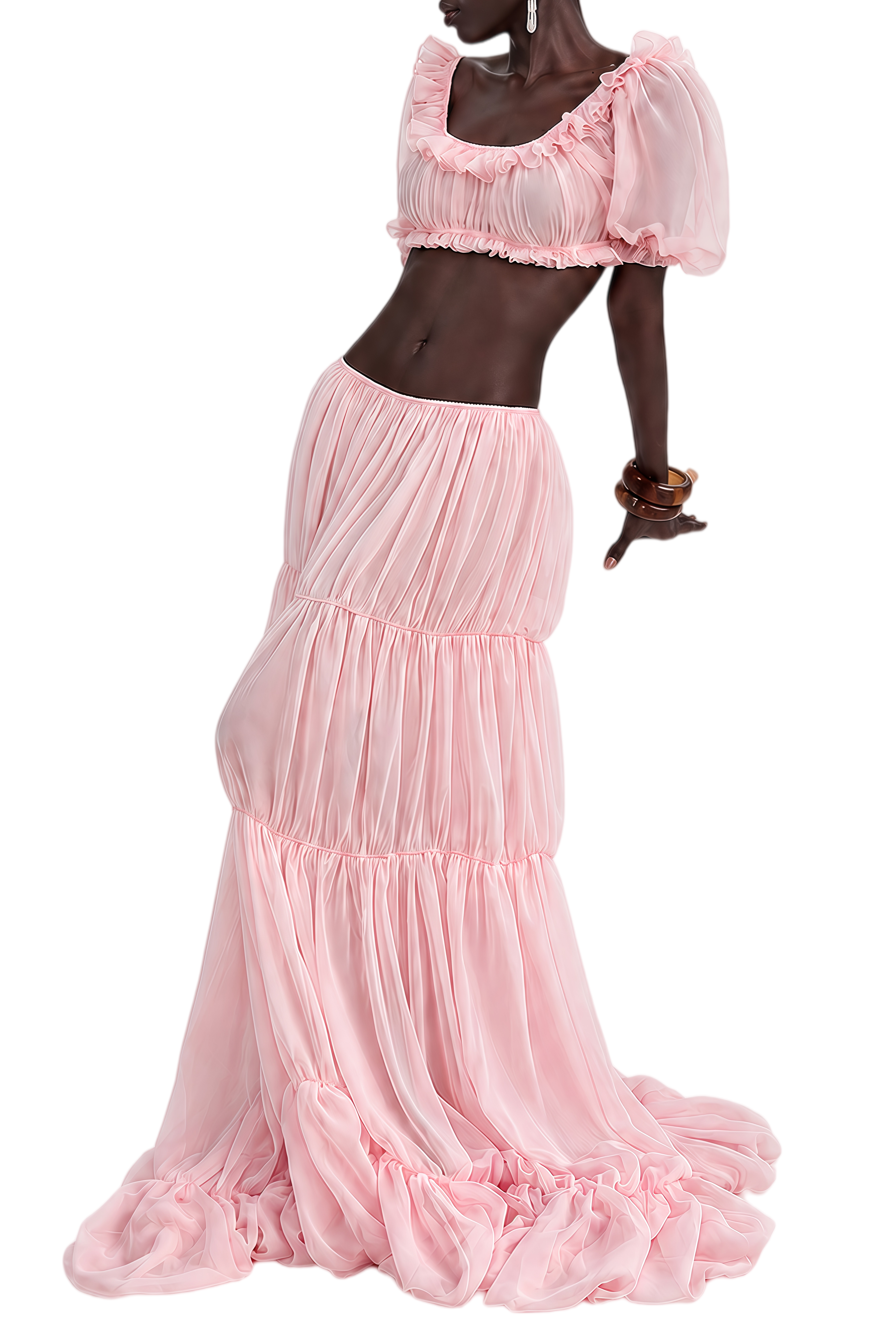 Austen Pink Ruched Crop Top & Skirt Set