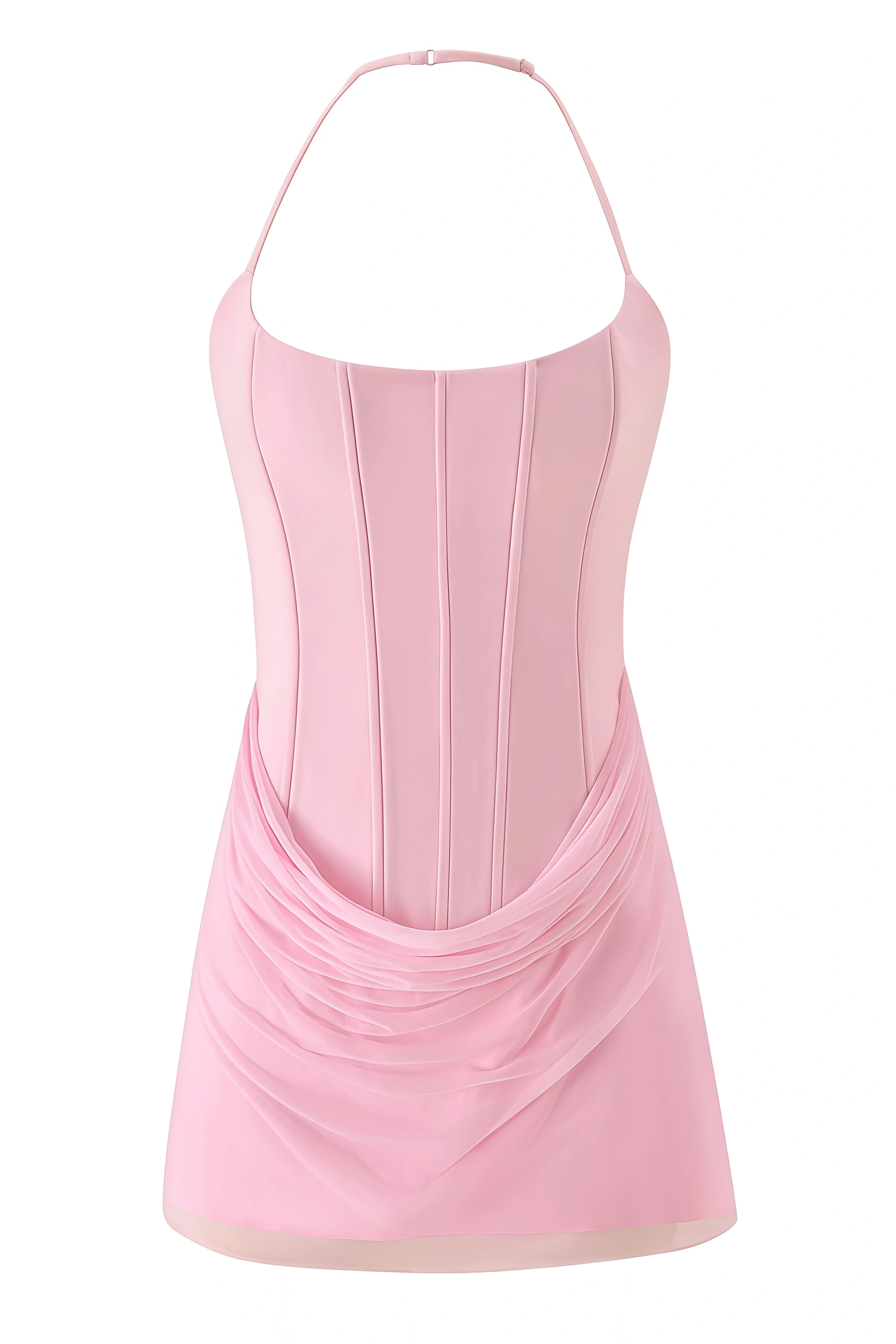 Seraphina Pink Halterneck Sleeveless Mini Dress