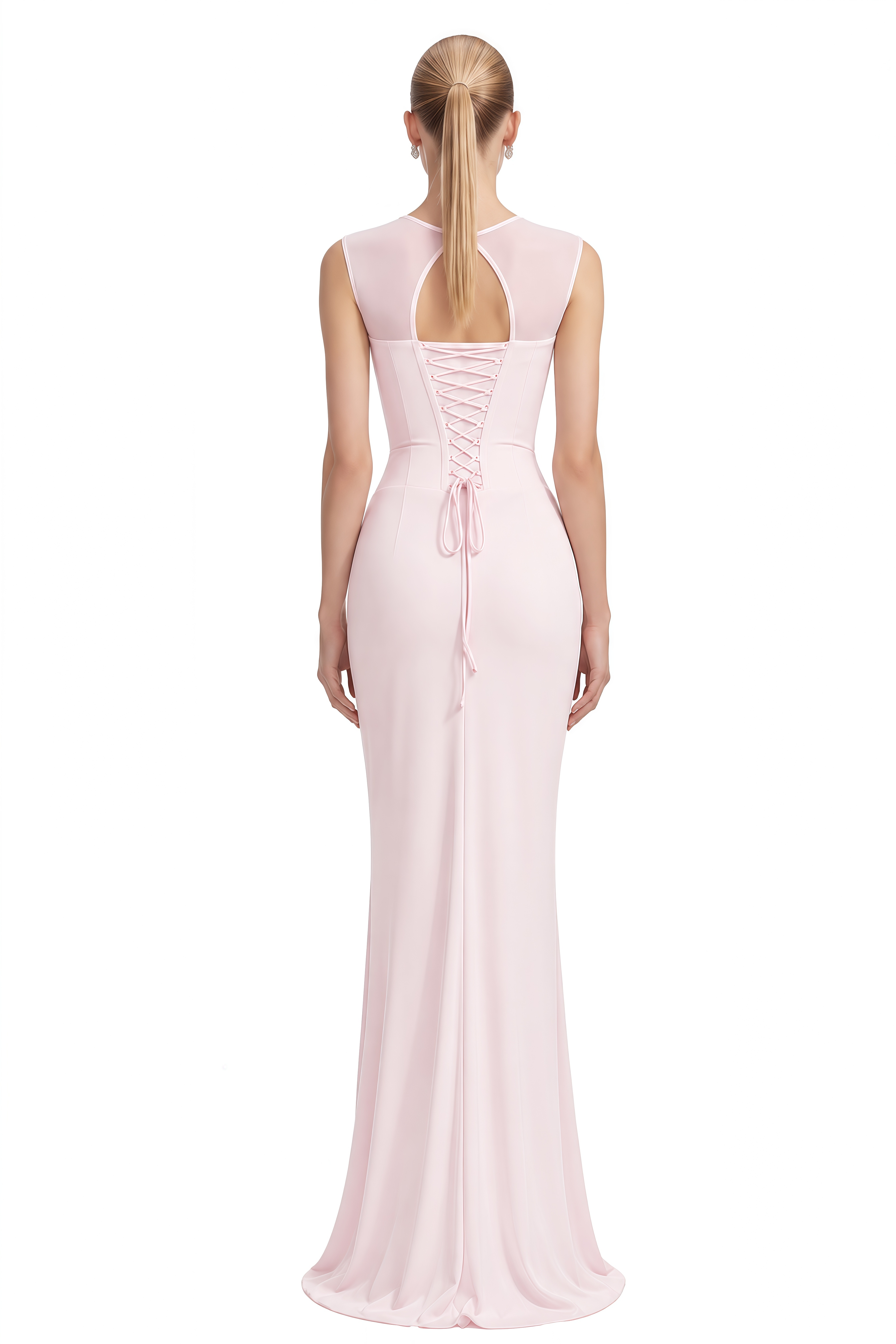 Vienne Pink Round Neck Draped Maxi Dress