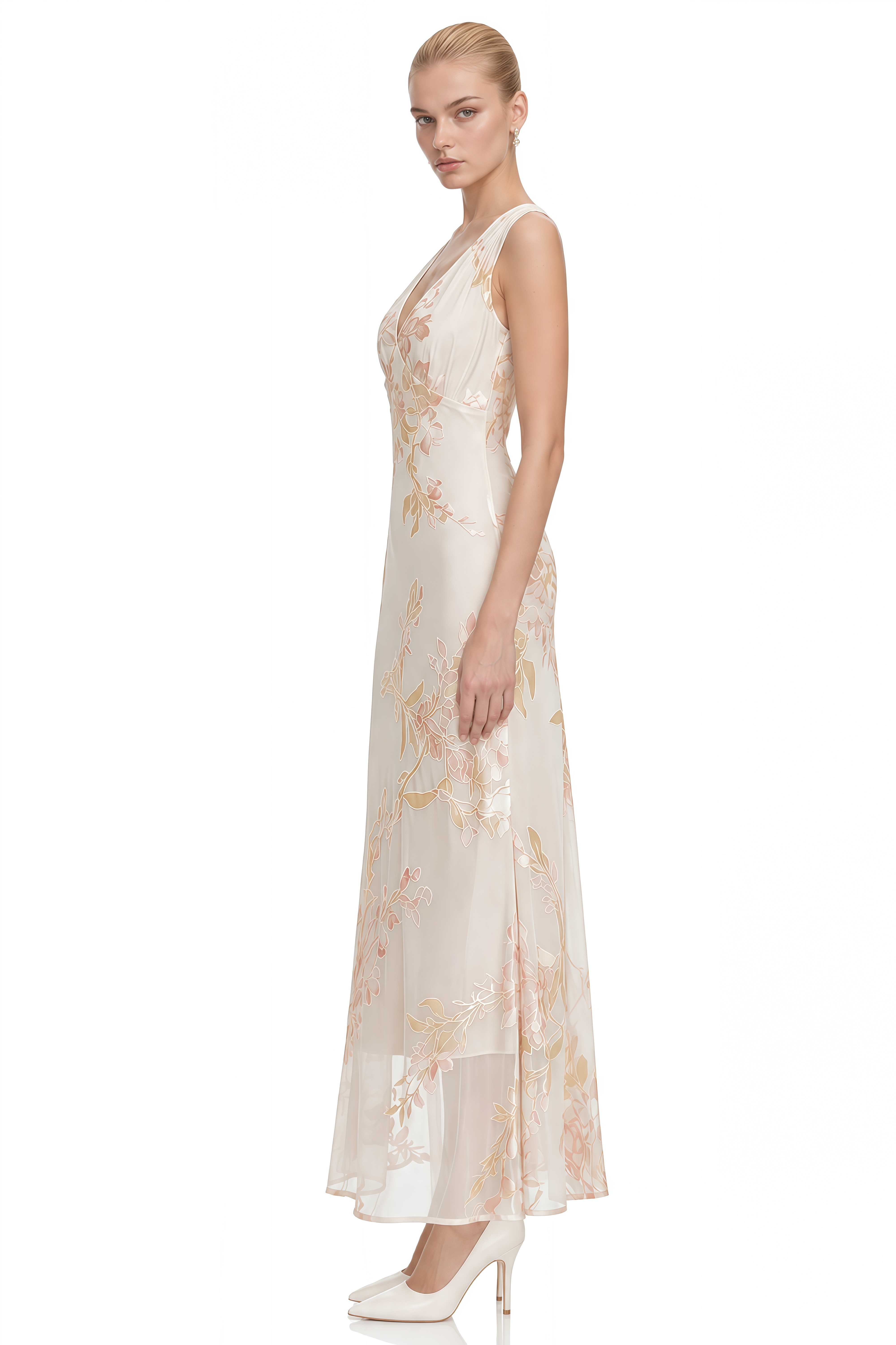 Luna White Floral Embroidered Maxi Dress