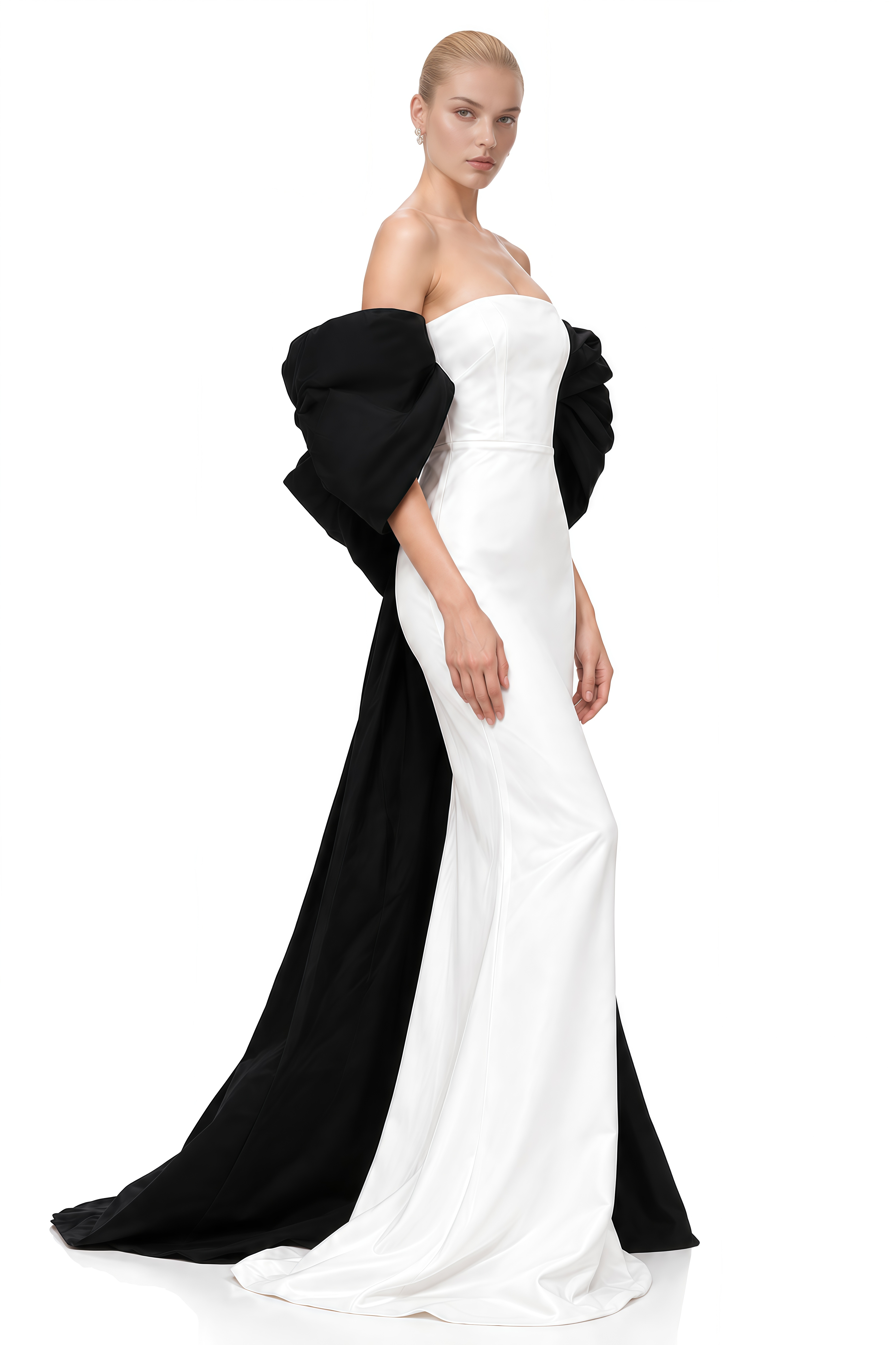 Lyra White Off-Shoulder Contrast Maxi Dress