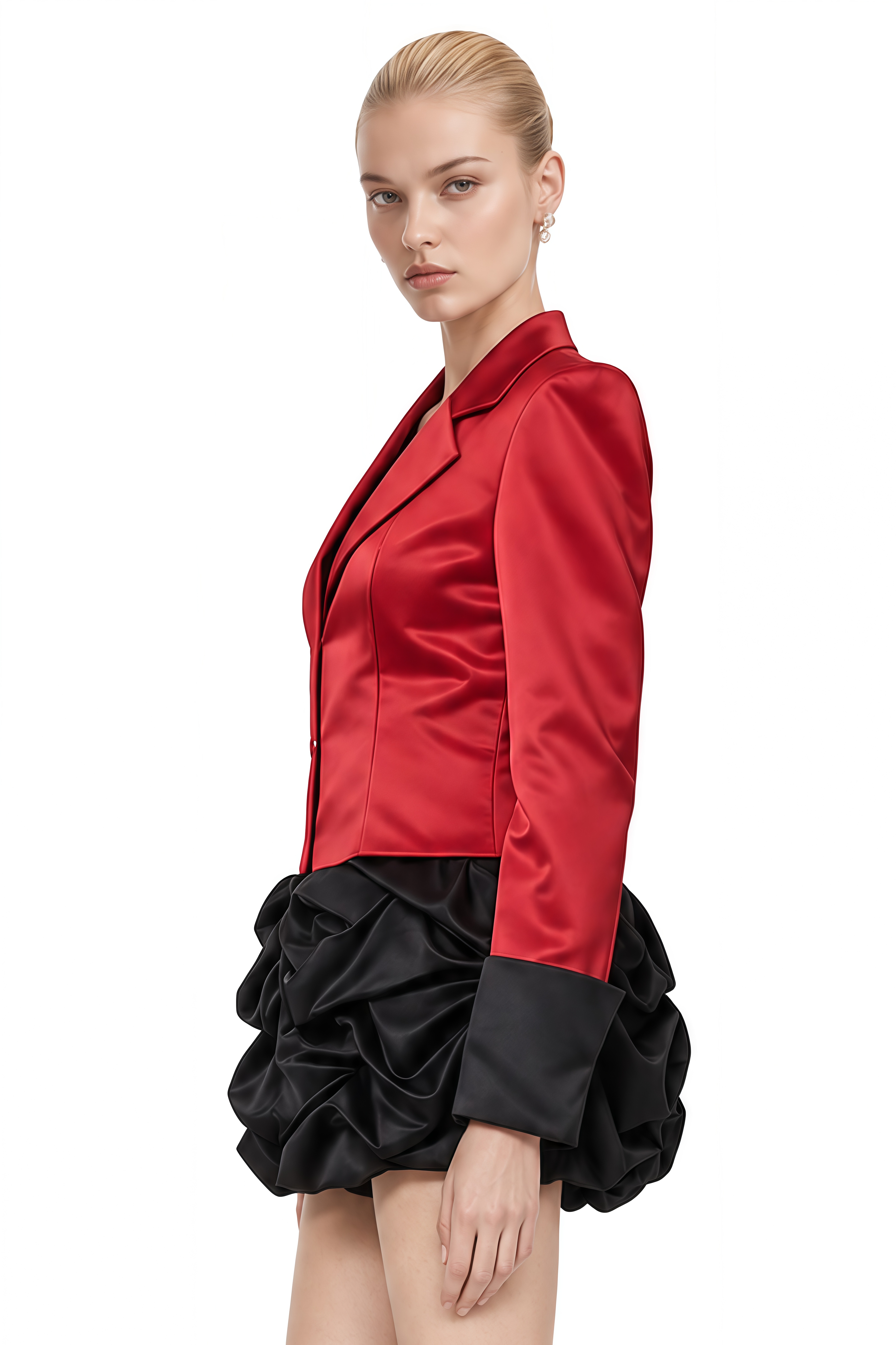Amélie Red Long Sleeves V-Neck Mini Dress