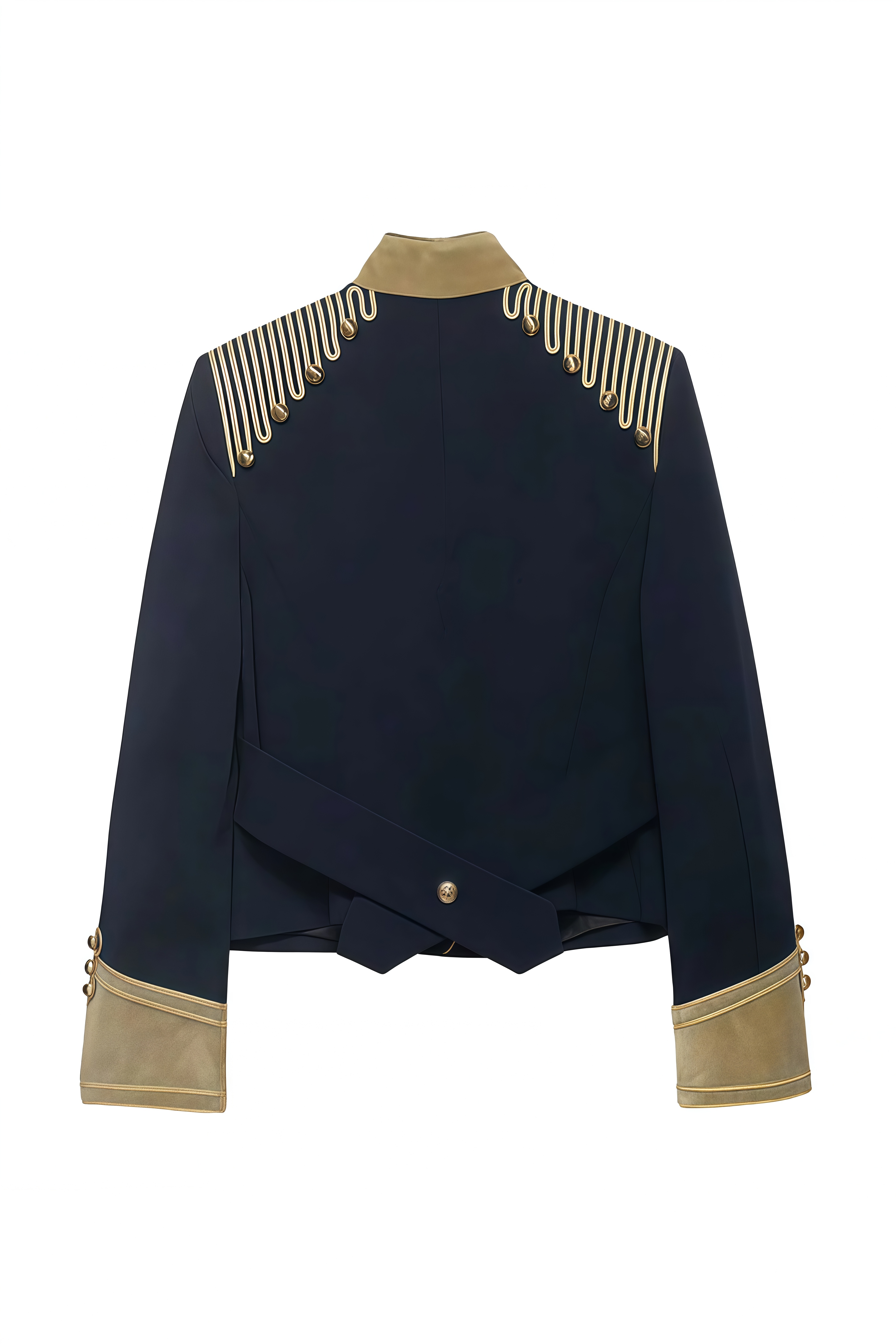 Aurelia Navy Long Sleeves Decorative Coat
