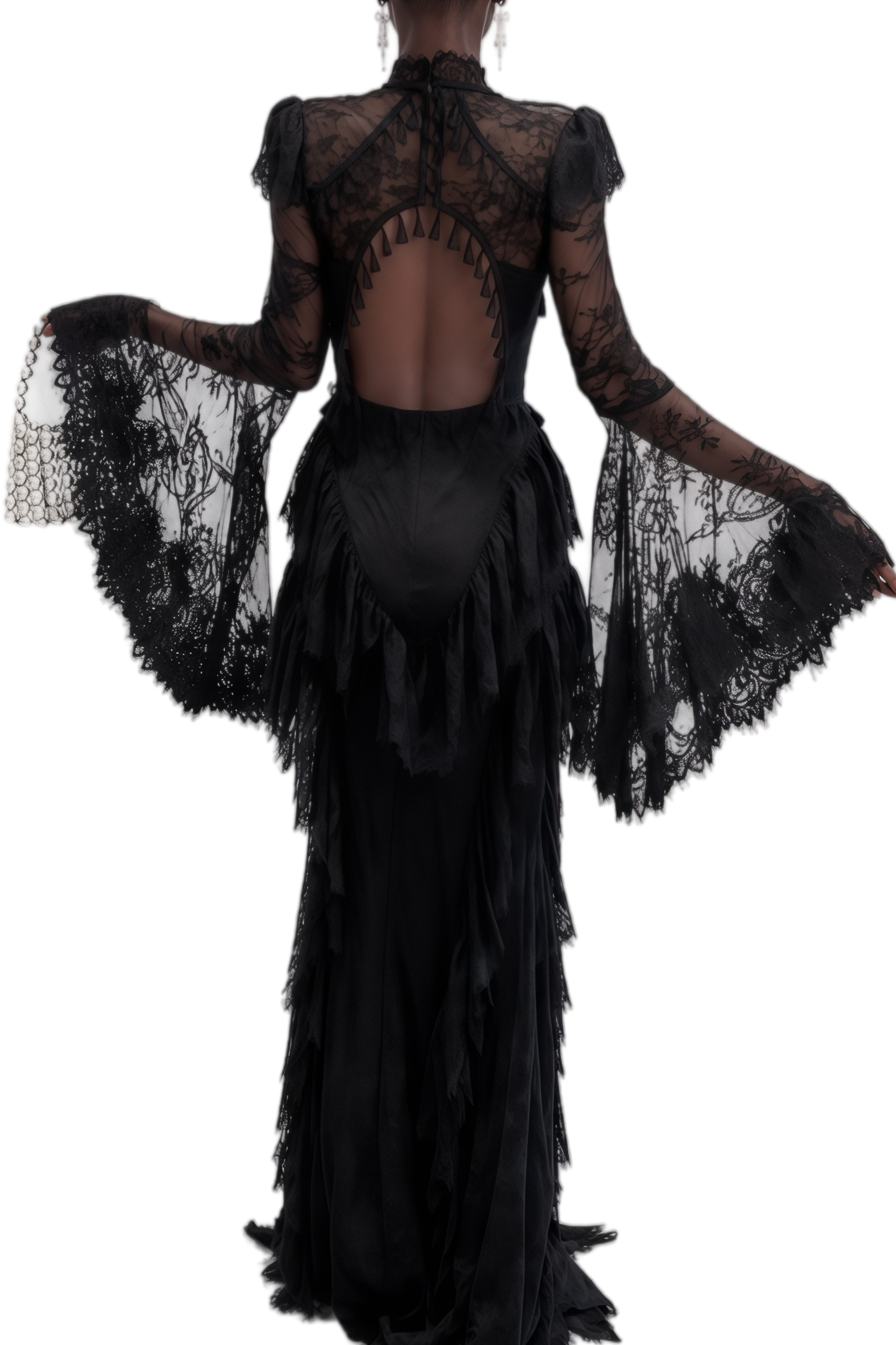 Elodie Black Long Sleeves Lace Maxi Dress