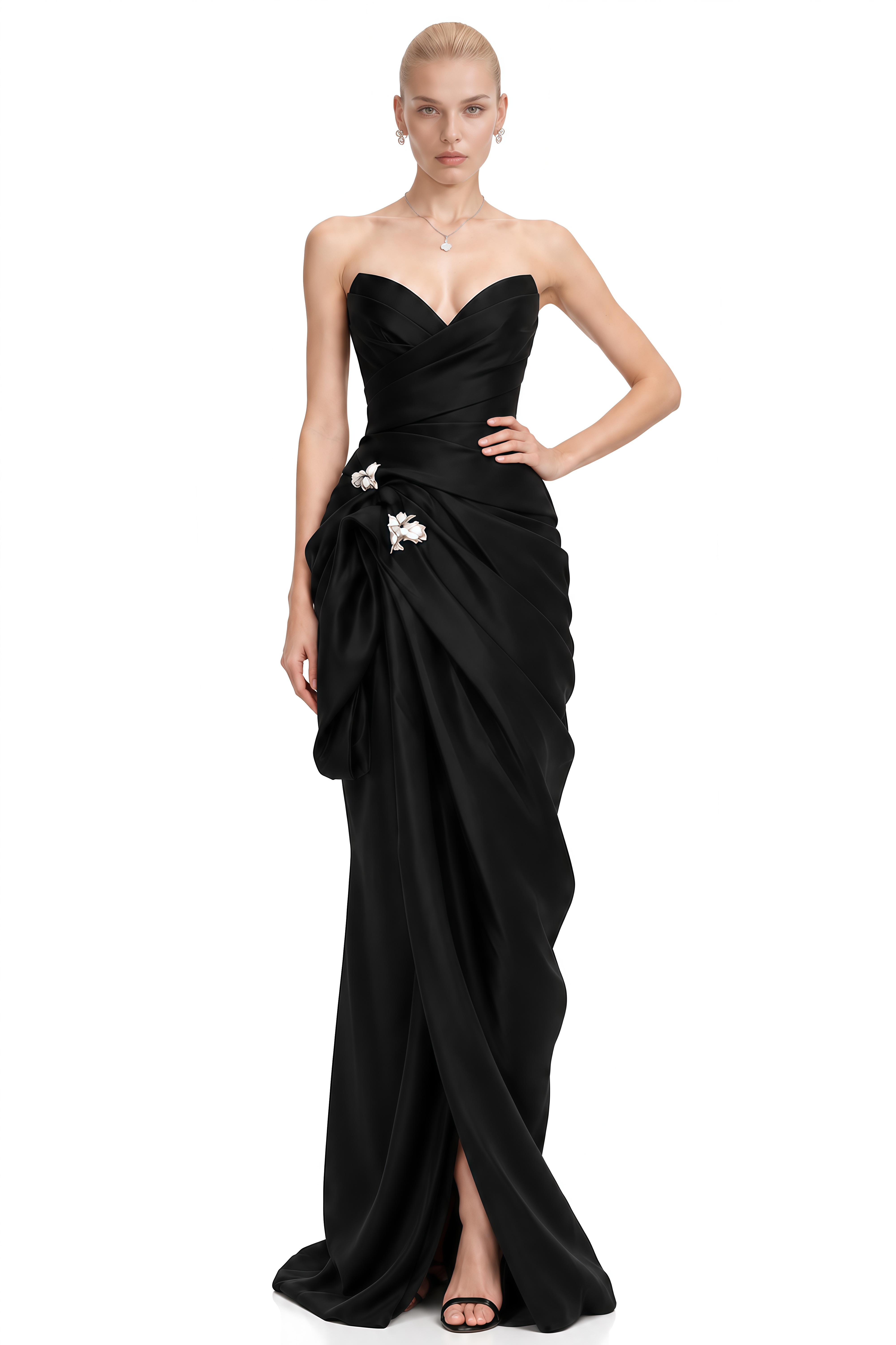 Tilly Black Strapless Embellished Maxi Dress