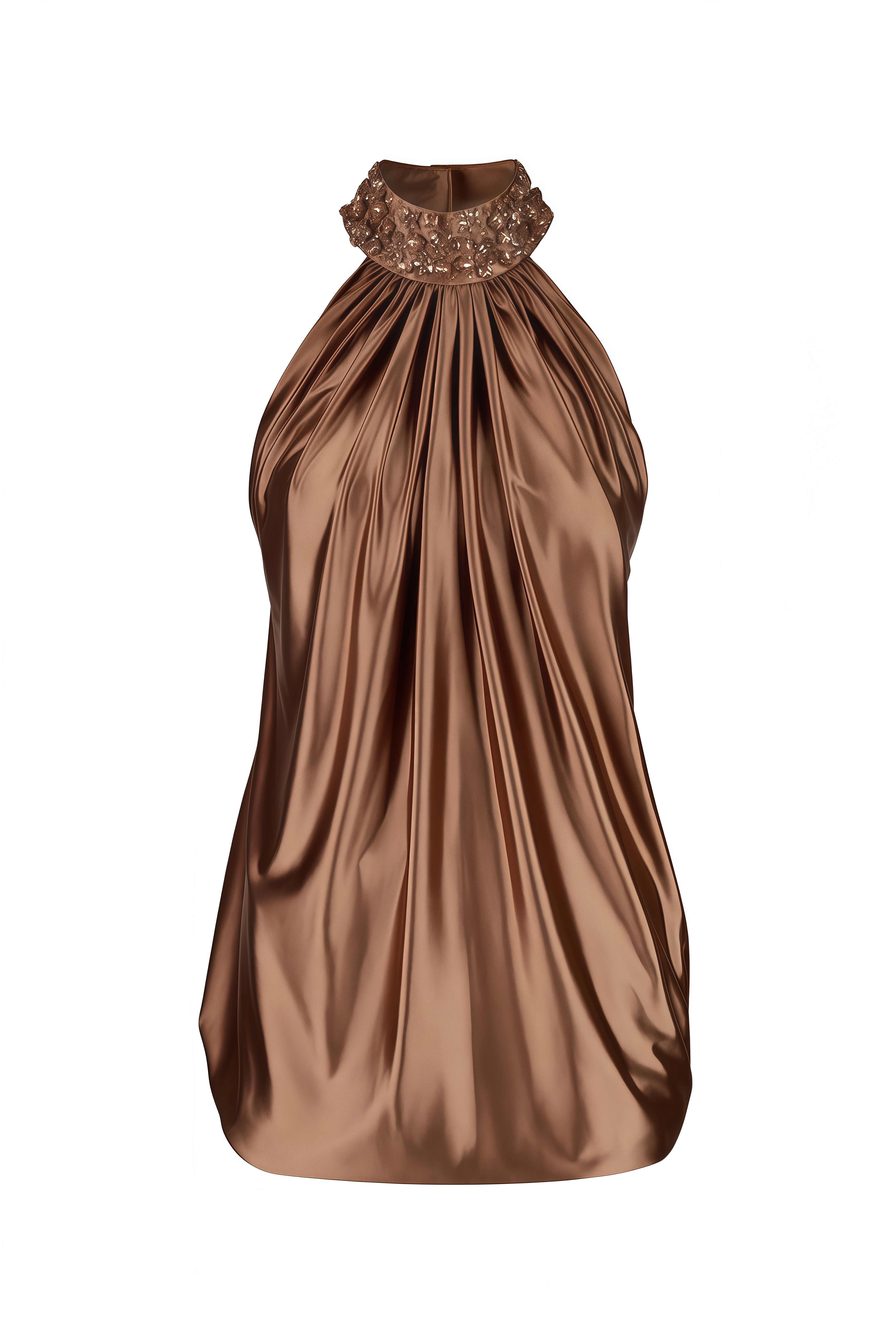 Rosalind Brown Halterneck Embellished Mini Dress